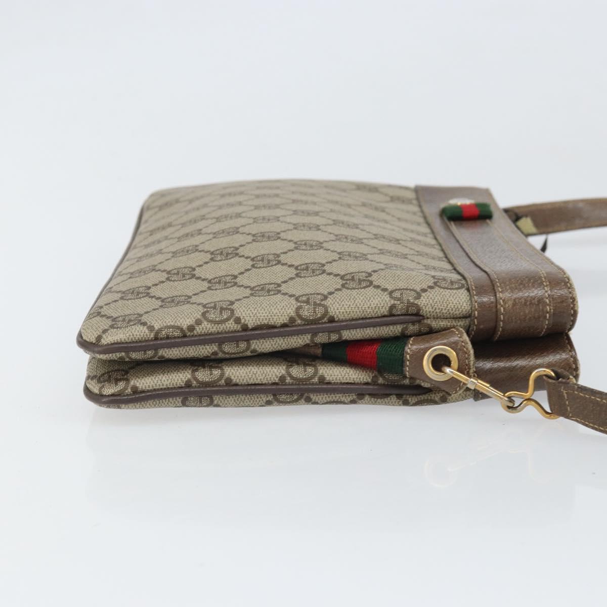 GUCCI GG Supreme Web Sherry Line Bag PVC Beige Gold 96 02 035 Auth 170489