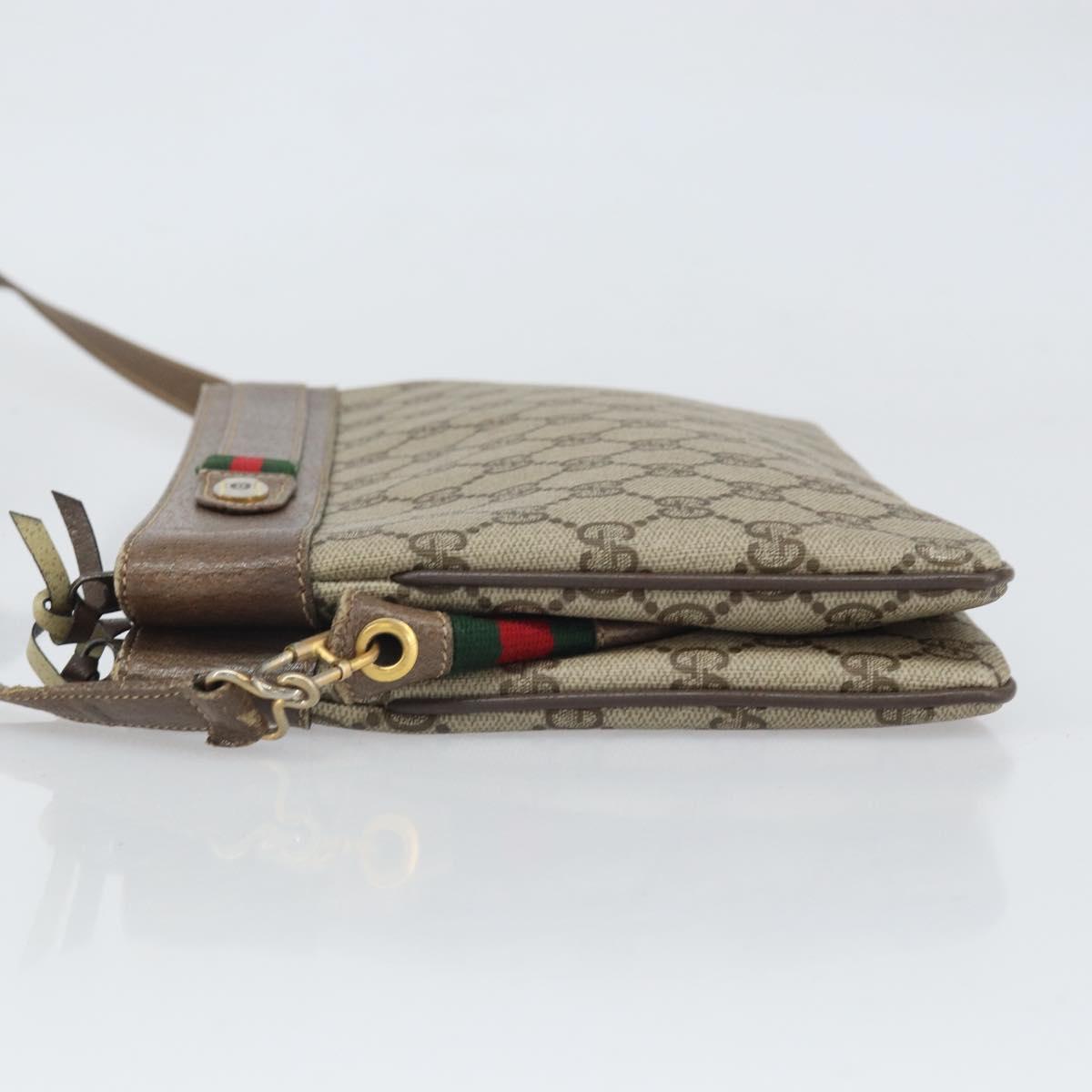 GUCCI GG Supreme Web Sherry Line Bag PVC Beige Gold 96 02 035 Auth 170489