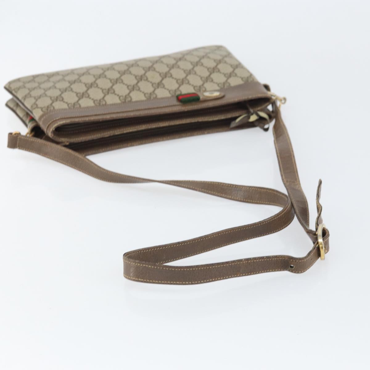 GUCCI GG Supreme Web Sherry Line Bag PVC Beige Gold 96 02 035 Auth 170489