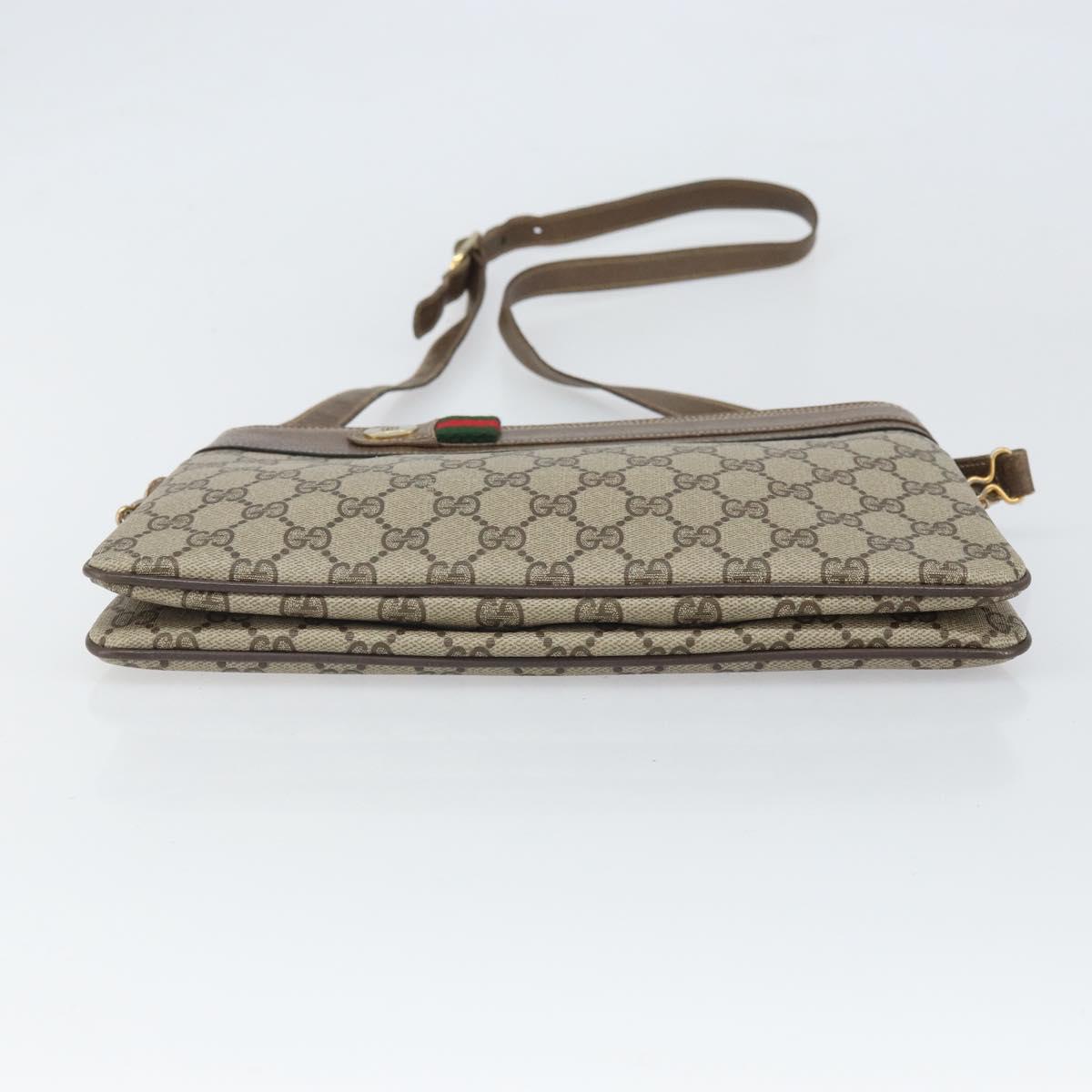 GUCCI GG Supreme Web Sherry Line Bag PVC Beige Gold 96 02 035 Auth 170489