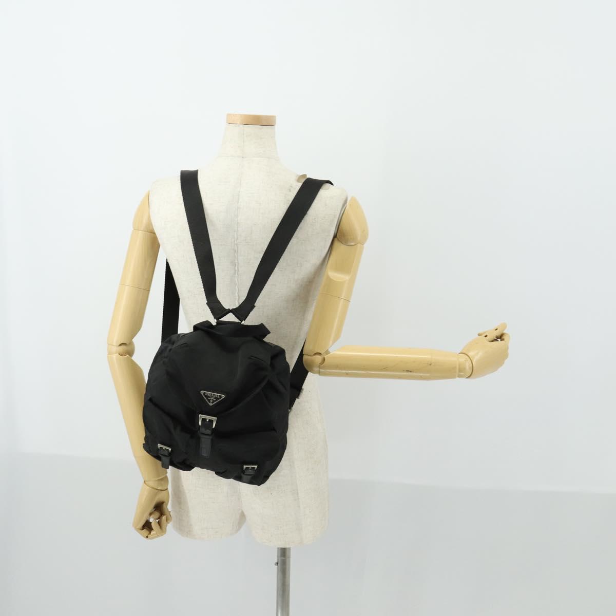 PRADA Backpack Nylon Black Silver Auth 170491