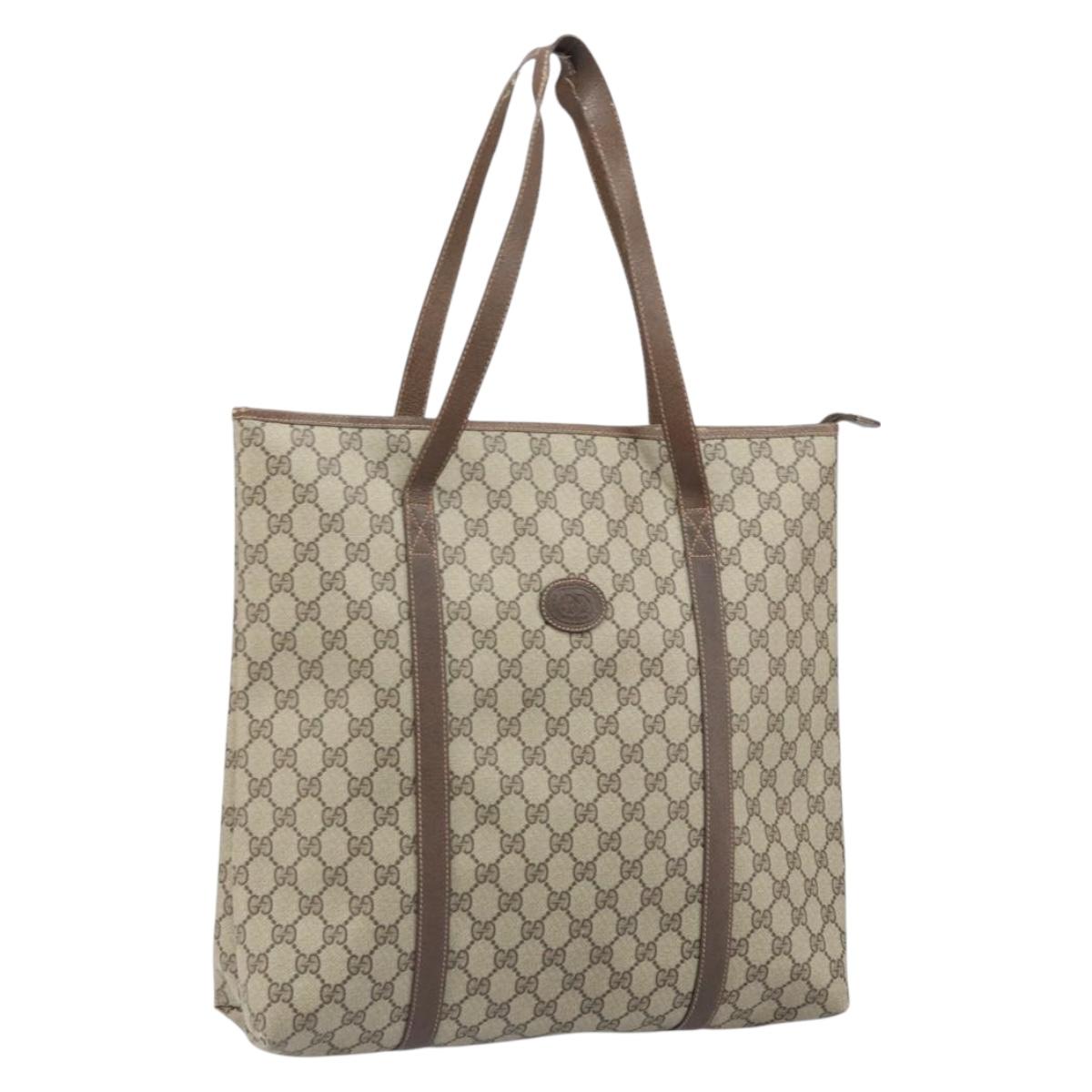 GUCCI GG Supreme Tote Bag PVC Beige 156 02 110 Auth 170497