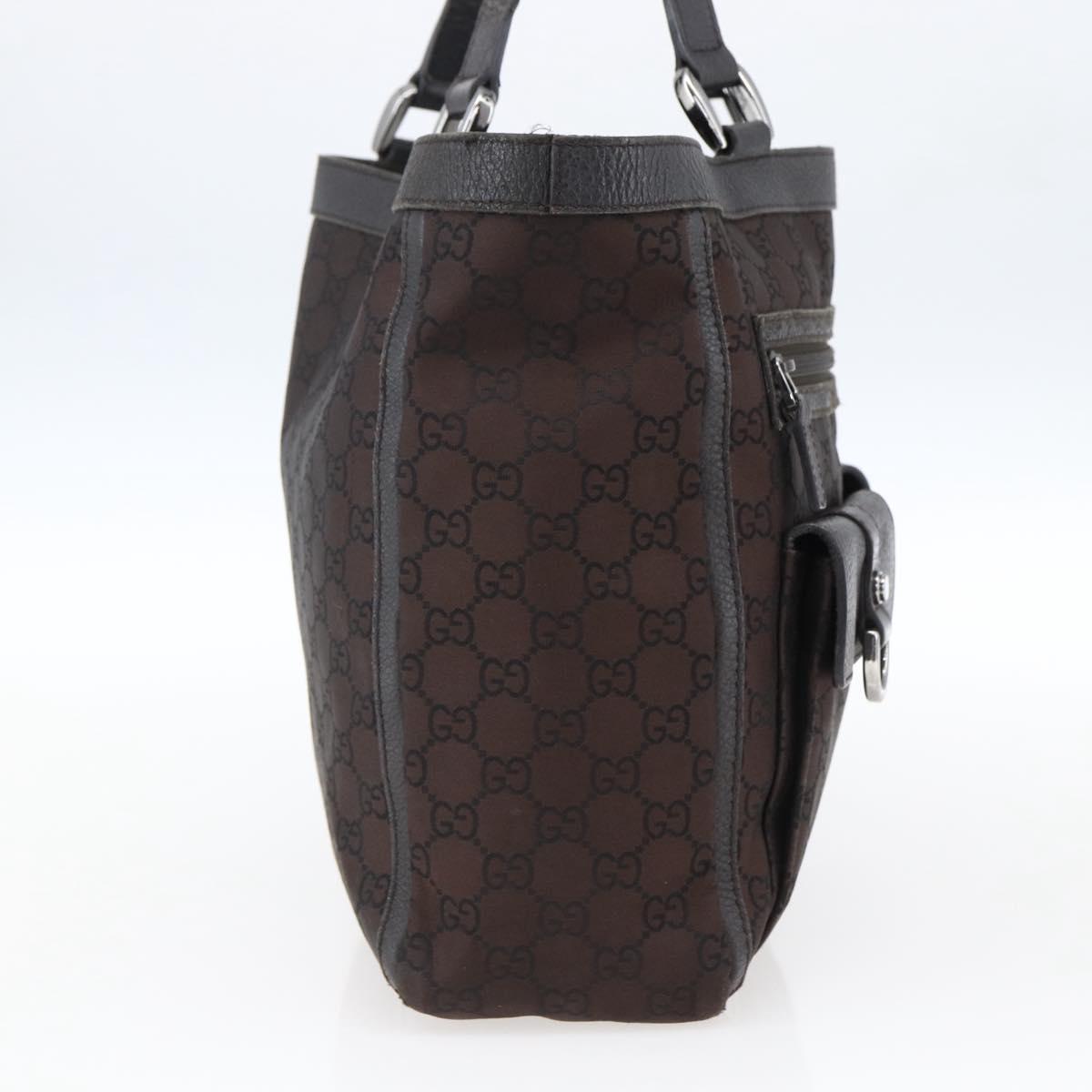 GUCCI GG Canvas Tote Bag Brown Silver 268639 Auth 170501