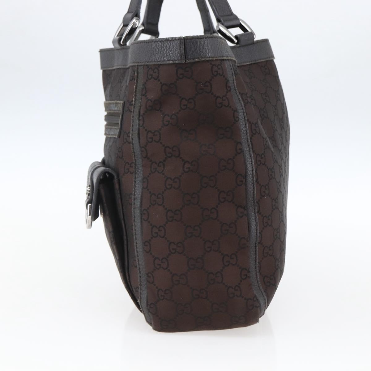 GUCCI GG Canvas Tote Bag Brown Silver 268639 Auth 170501