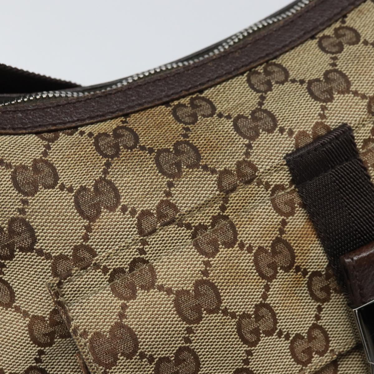 GUCCI GG Canvas Shoulder Bag Beige Silver 131211 Auth 170502