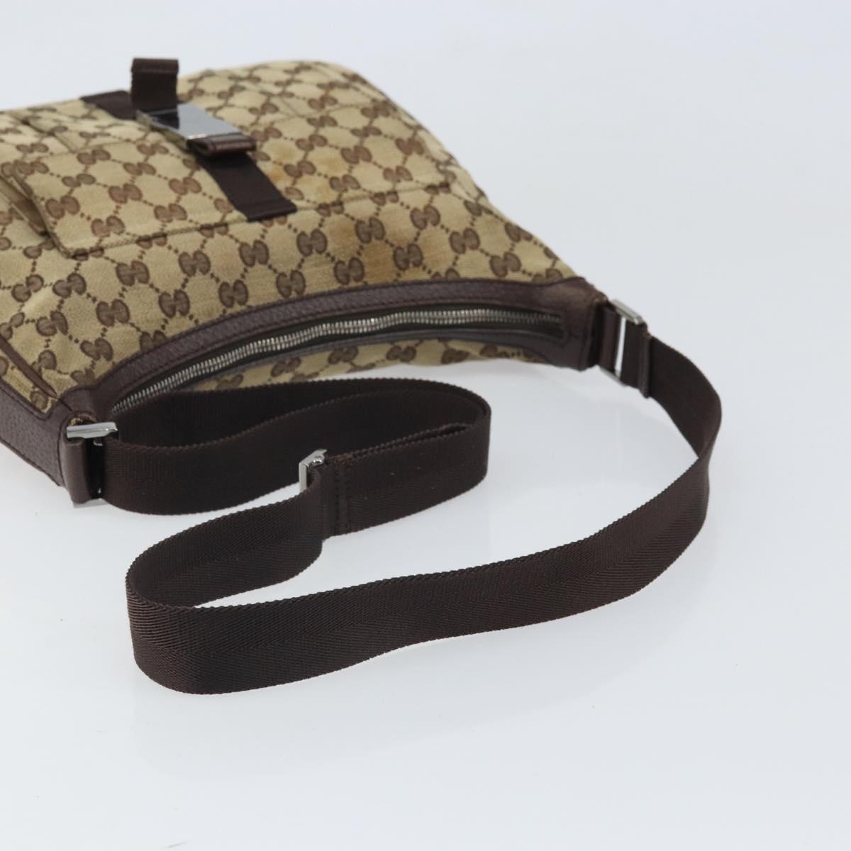 GUCCI GG Canvas Shoulder Bag Beige Silver 131211 Auth 170502