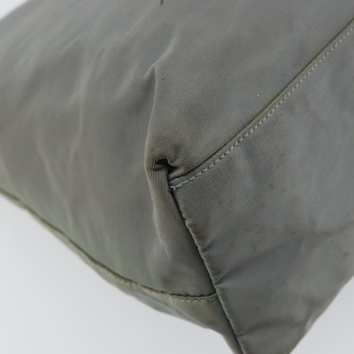 PRADA Hand Bag Nylon Gray Silver Auth 170504