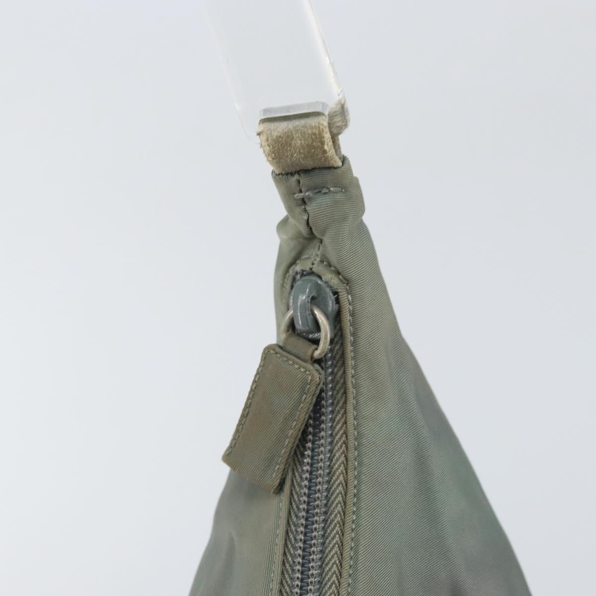 PRADA Hand Bag Nylon Gray Silver Auth 170504