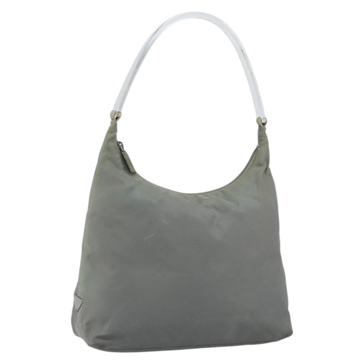 PRADA Hand Bag Nylon Gray Silver Auth 170504