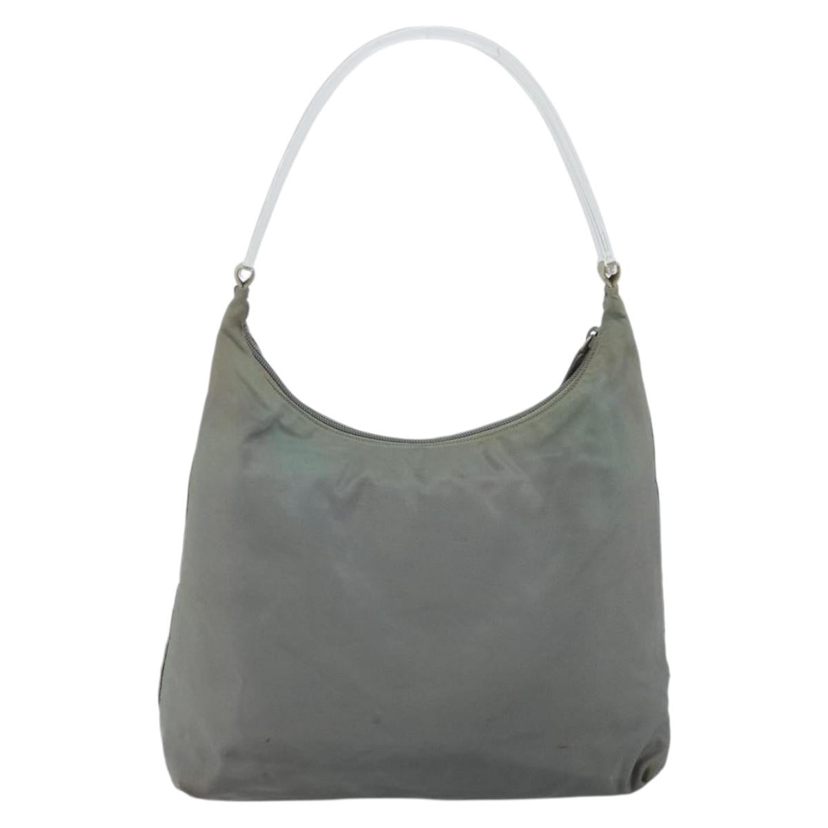 PRADA Hand Bag Nylon Gray Silver Auth 170504