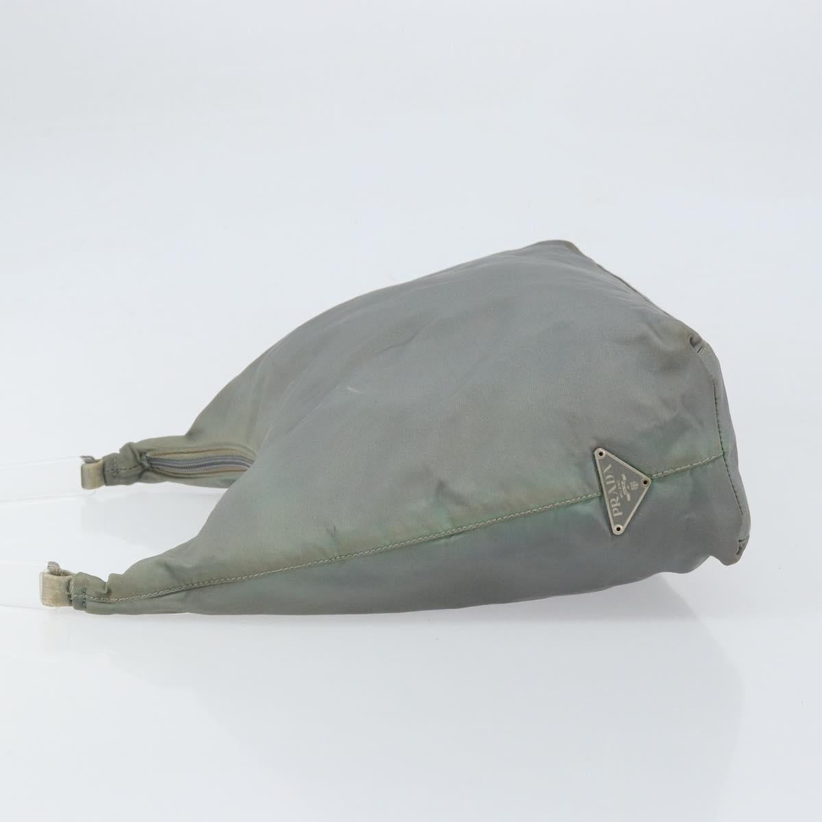 PRADA Hand Bag Nylon Gray Silver Auth 170504