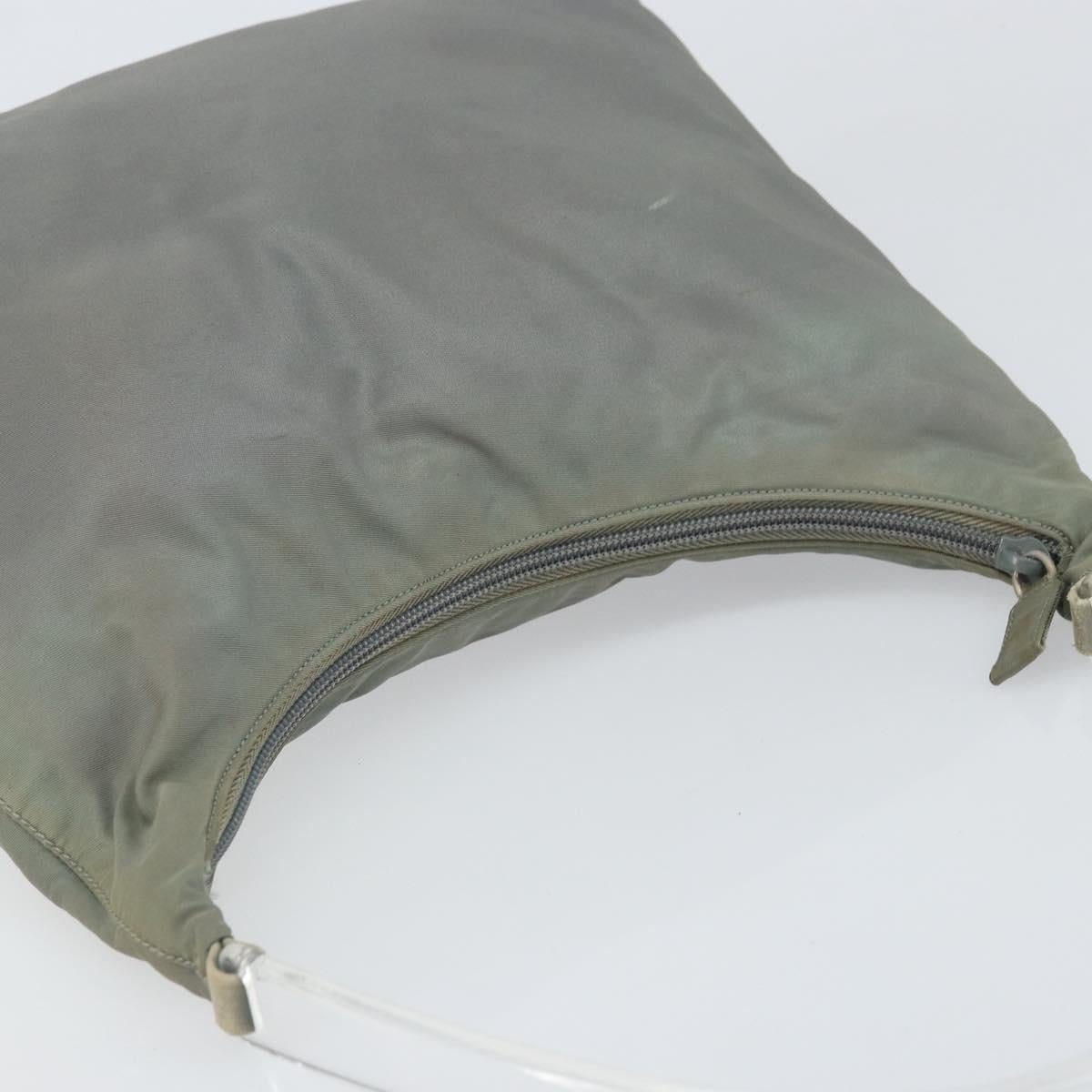 PRADA Hand Bag Nylon Gray Silver Auth 170504