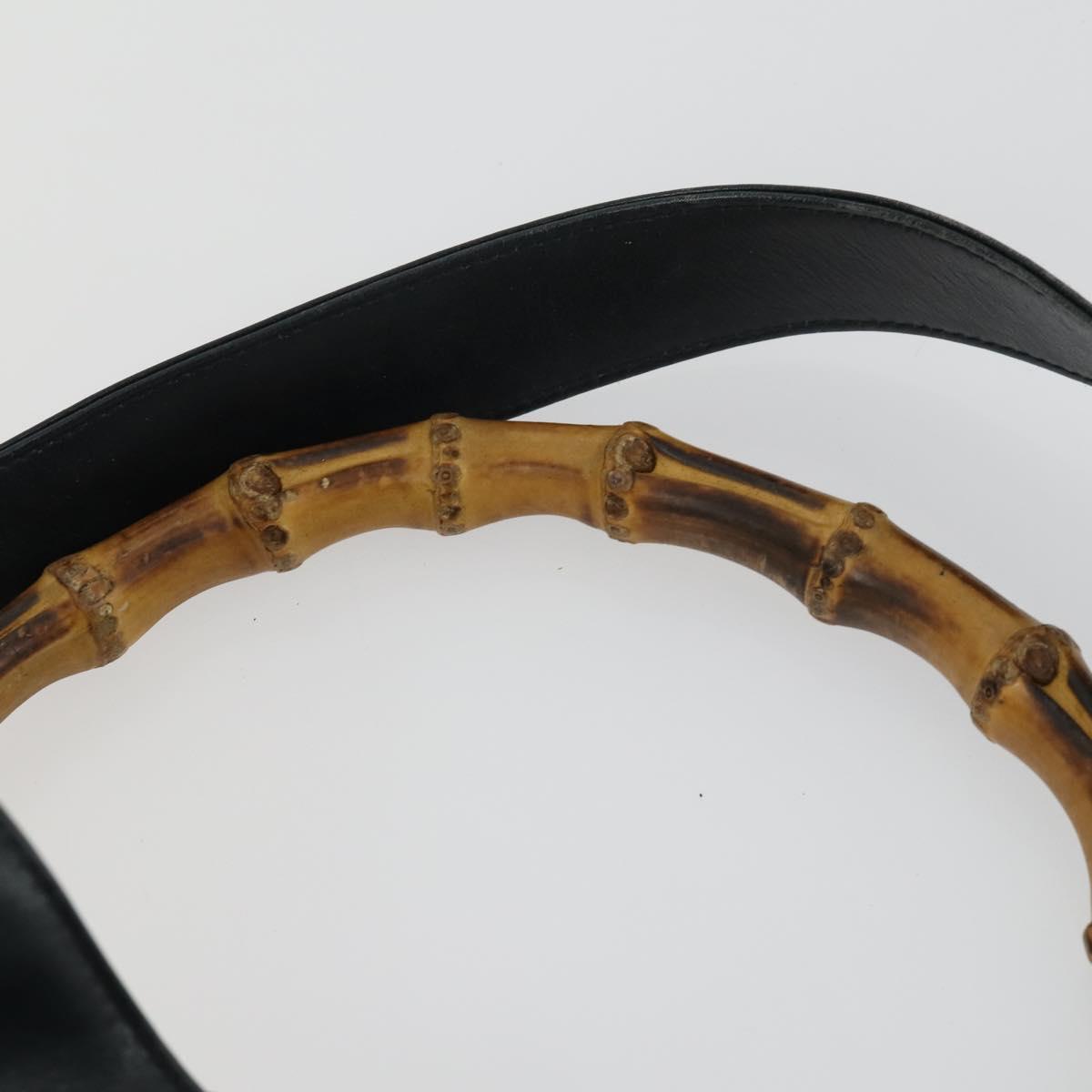 GUCCI Bamboo Hand Bag Leather 2way Navy Gold 001 3754 1577 Auth 170508