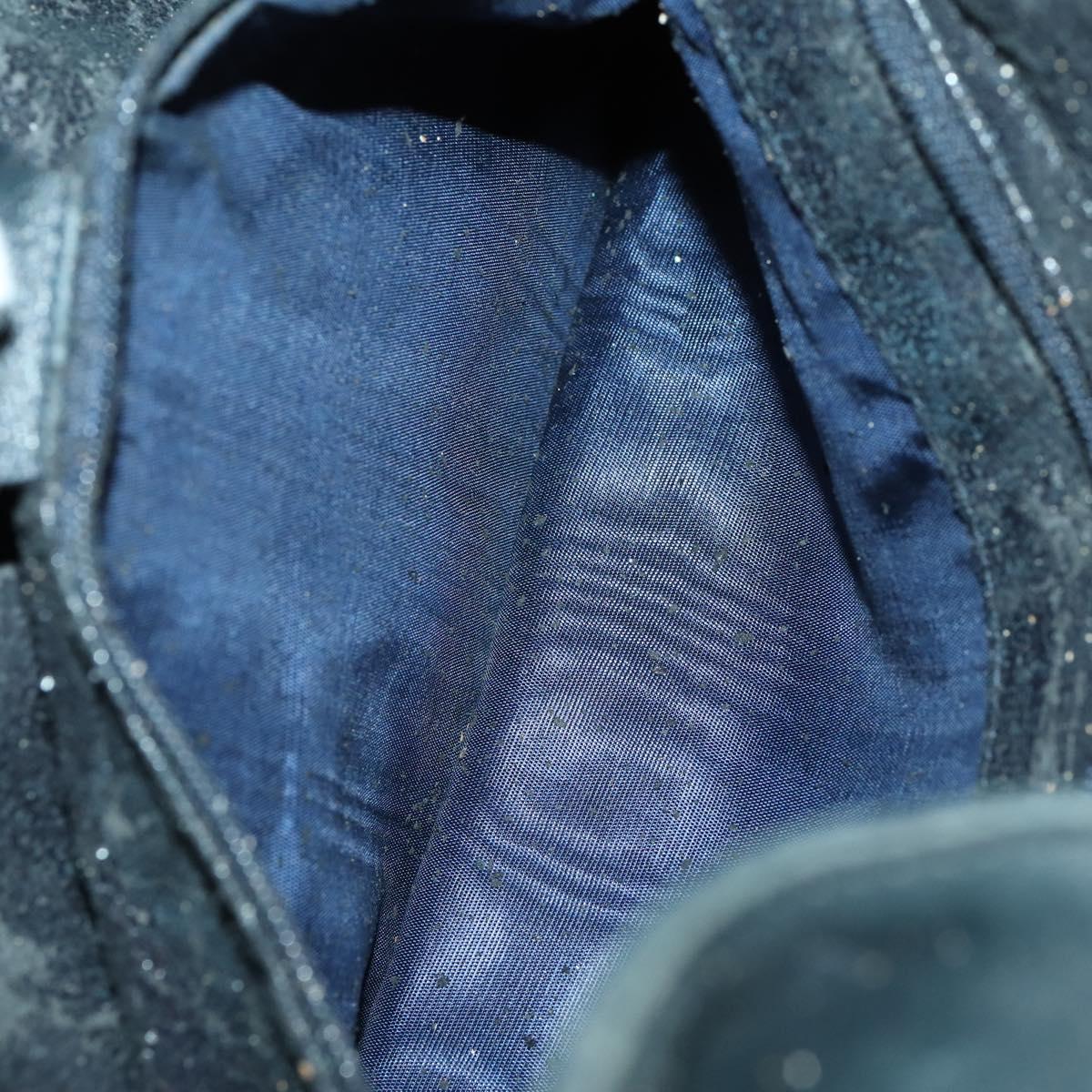 GUCCI Bamboo Hand Bag Leather 2way Navy Gold 001 3754 1577 Auth 170508