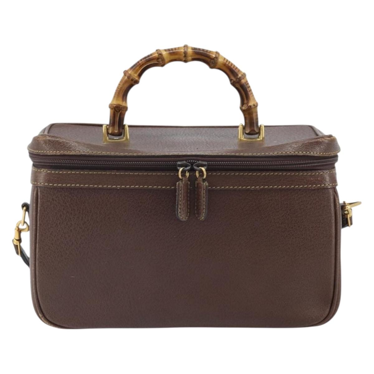GUCCI Bamboo Hand Bag Leather 2way Brown Gold 013 122 2491 Auth 170509A