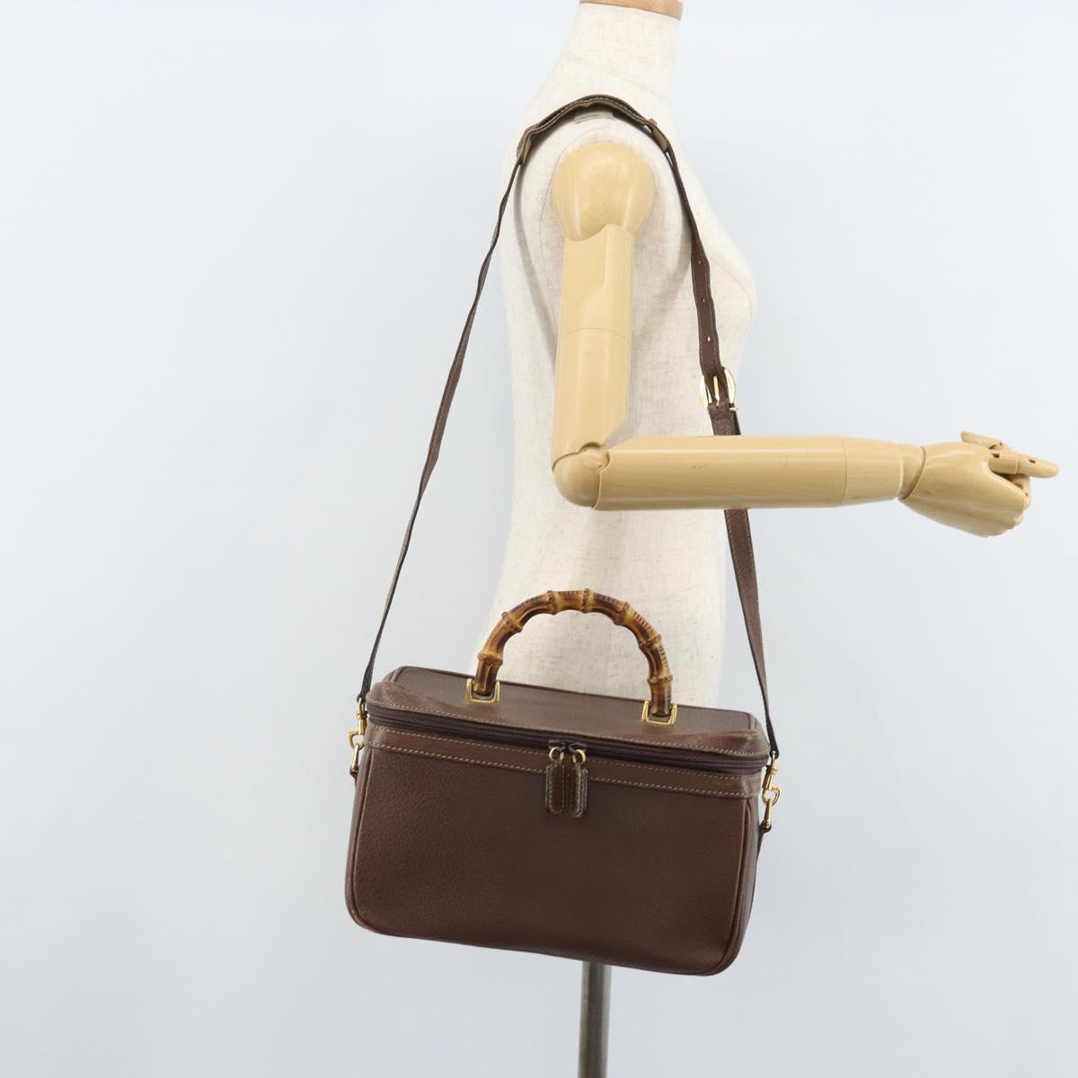 GUCCI Bamboo Hand Bag Leather 2way Brown Gold 013 122 2491 Auth 170509A