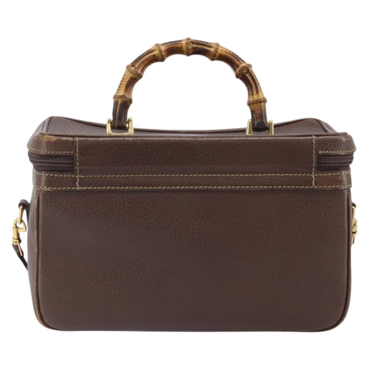 GUCCI Bamboo Hand Bag Leather 2way Brown Gold 013 122 2491 Auth 170509A