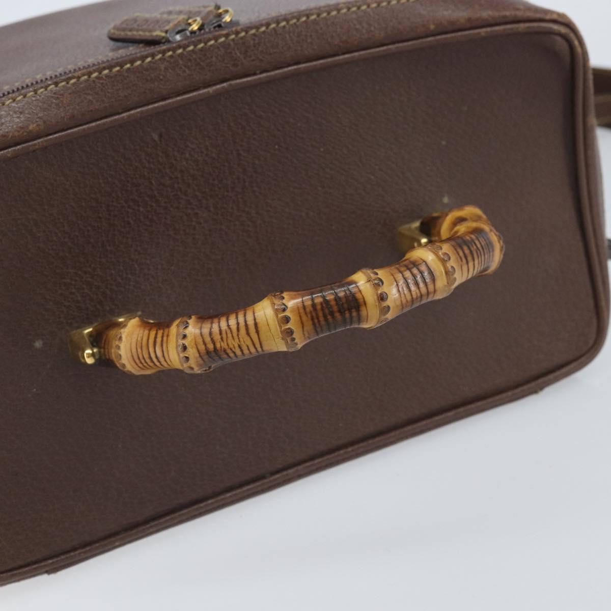 GUCCI Bamboo Hand Bag Leather 2way Brown Gold 013 122 2491 Auth 170509A
