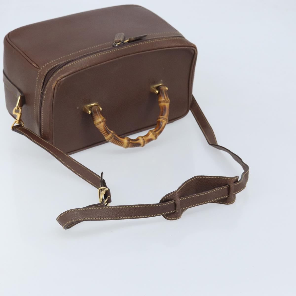 GUCCI Bamboo Hand Bag Leather 2way Brown Gold 013 122 2491 Auth 170509A