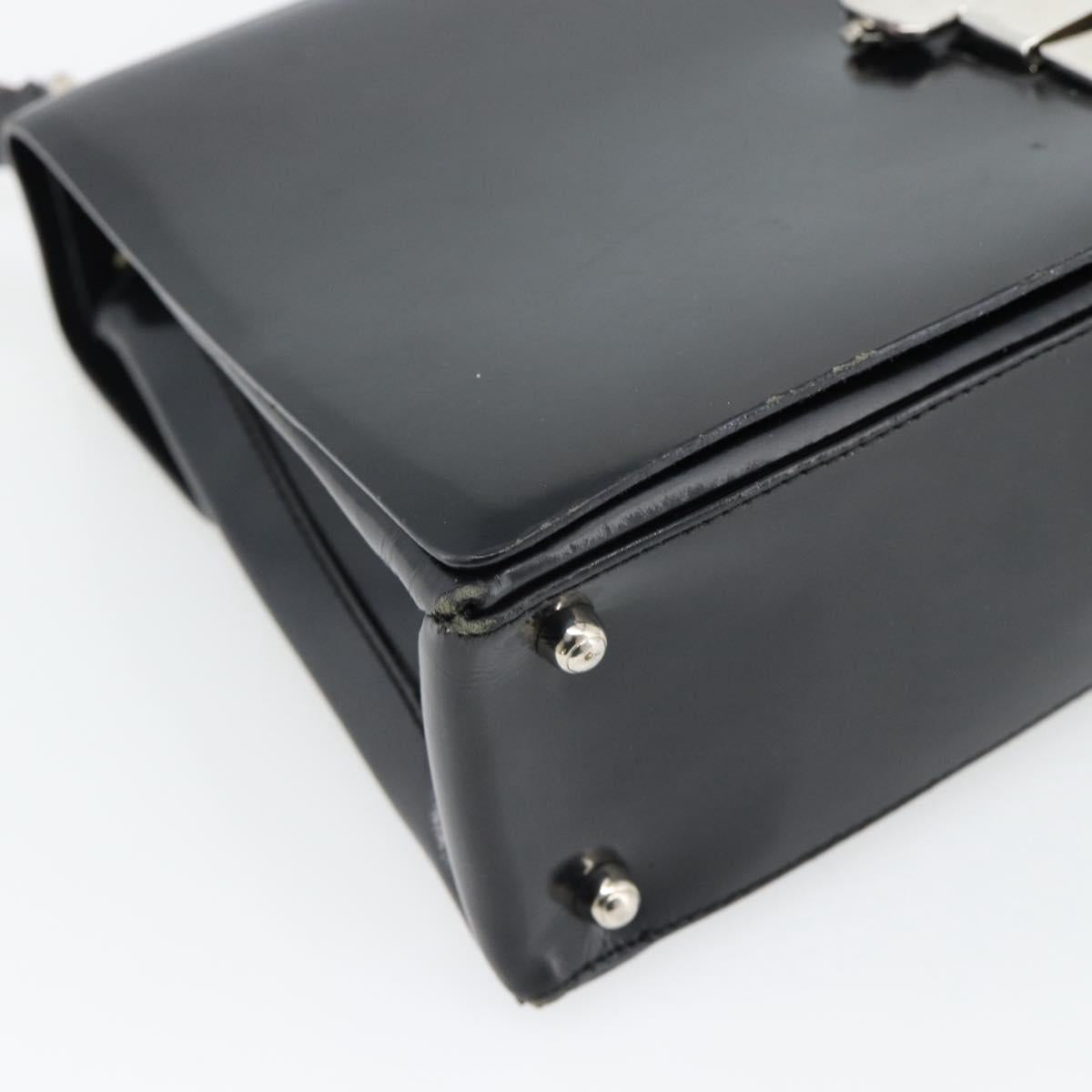 GUCCI Shoulder Bag Patent leather Black Silver Auth 170511