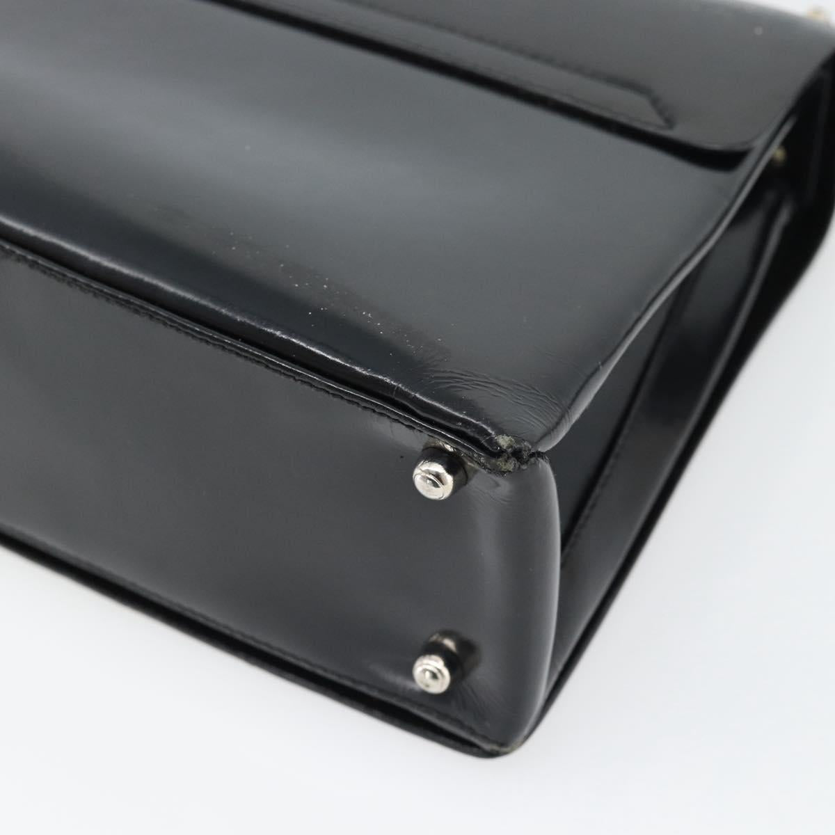 GUCCI Shoulder Bag Patent leather Black Silver Auth 170511