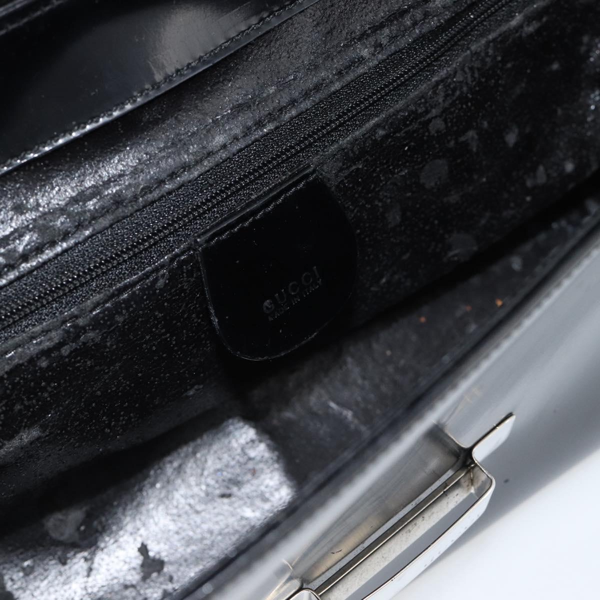 GUCCI Shoulder Bag Patent leather Black Silver Auth 170511