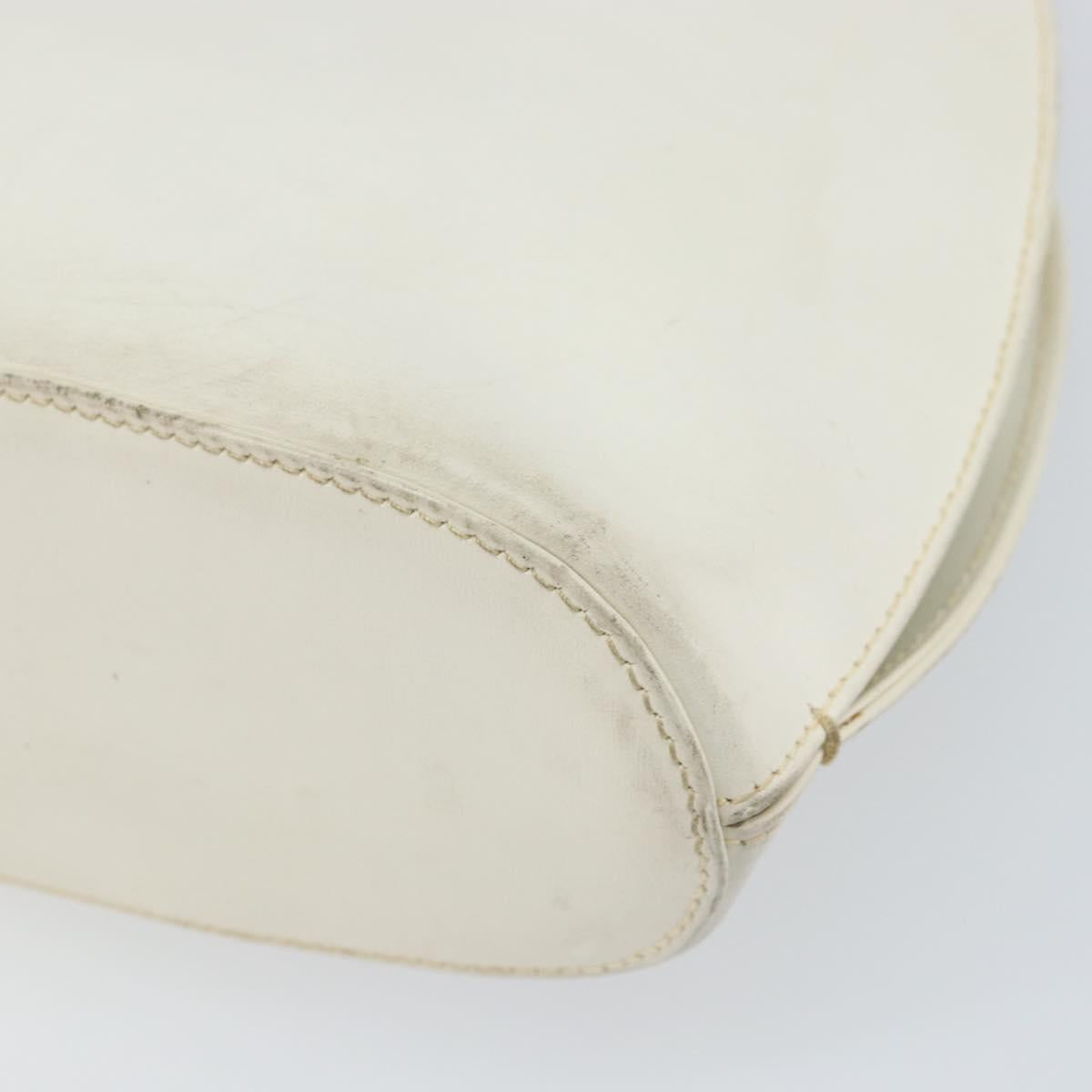 GUCCI Hand Bag Leather White Silver Auth 170514