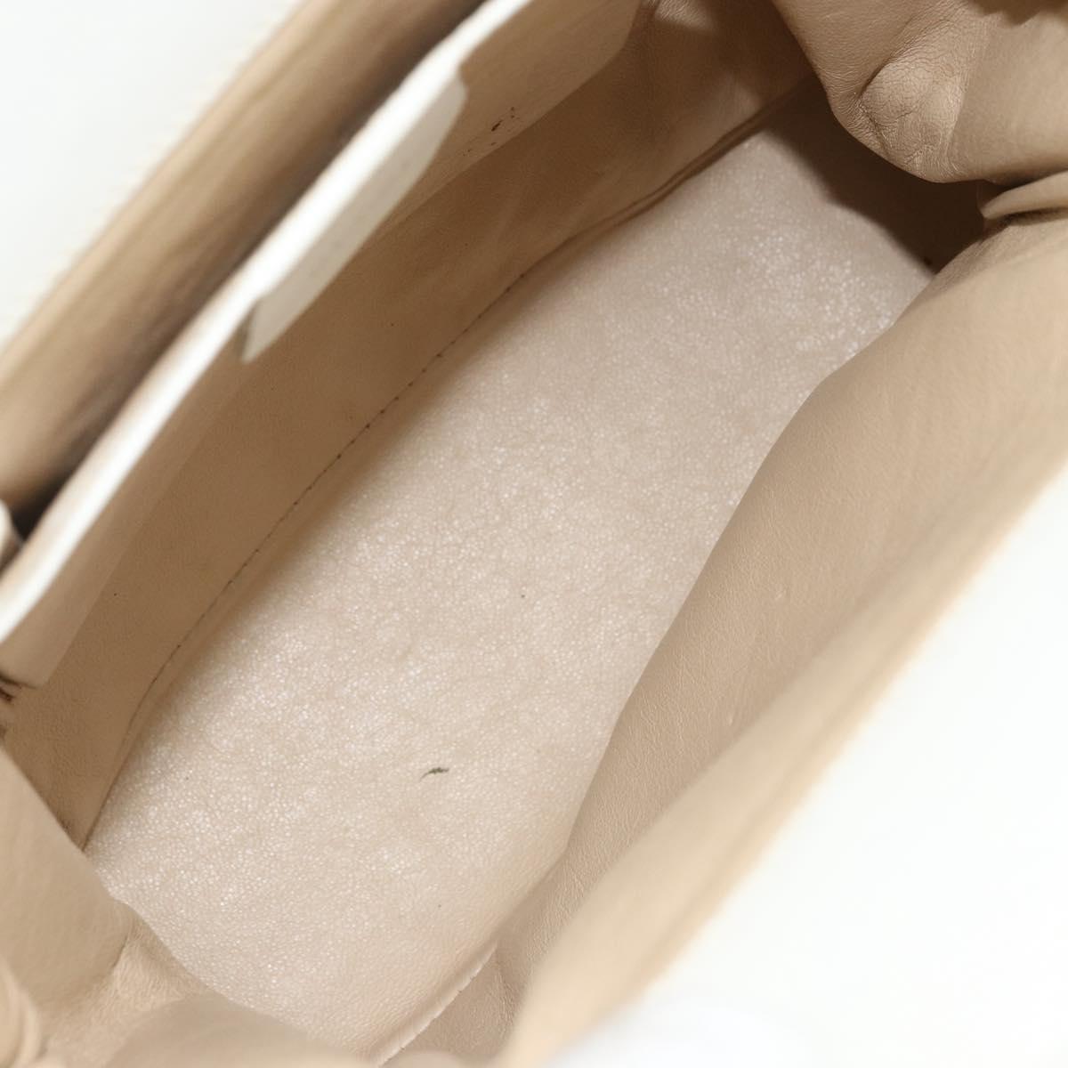 GUCCI Hand Bag Leather White Silver Auth 170514