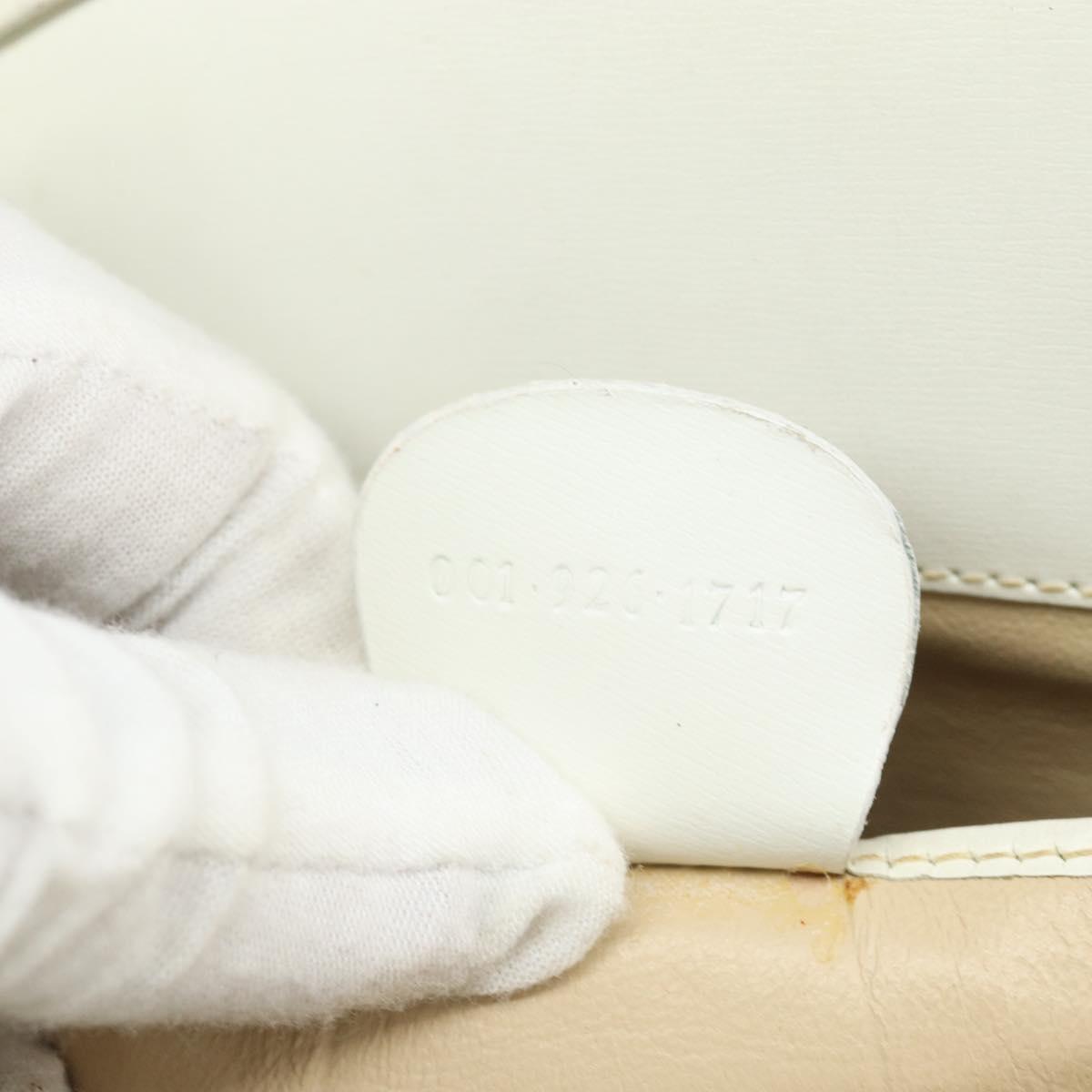 GUCCI Hand Bag Leather White Silver Auth 170514