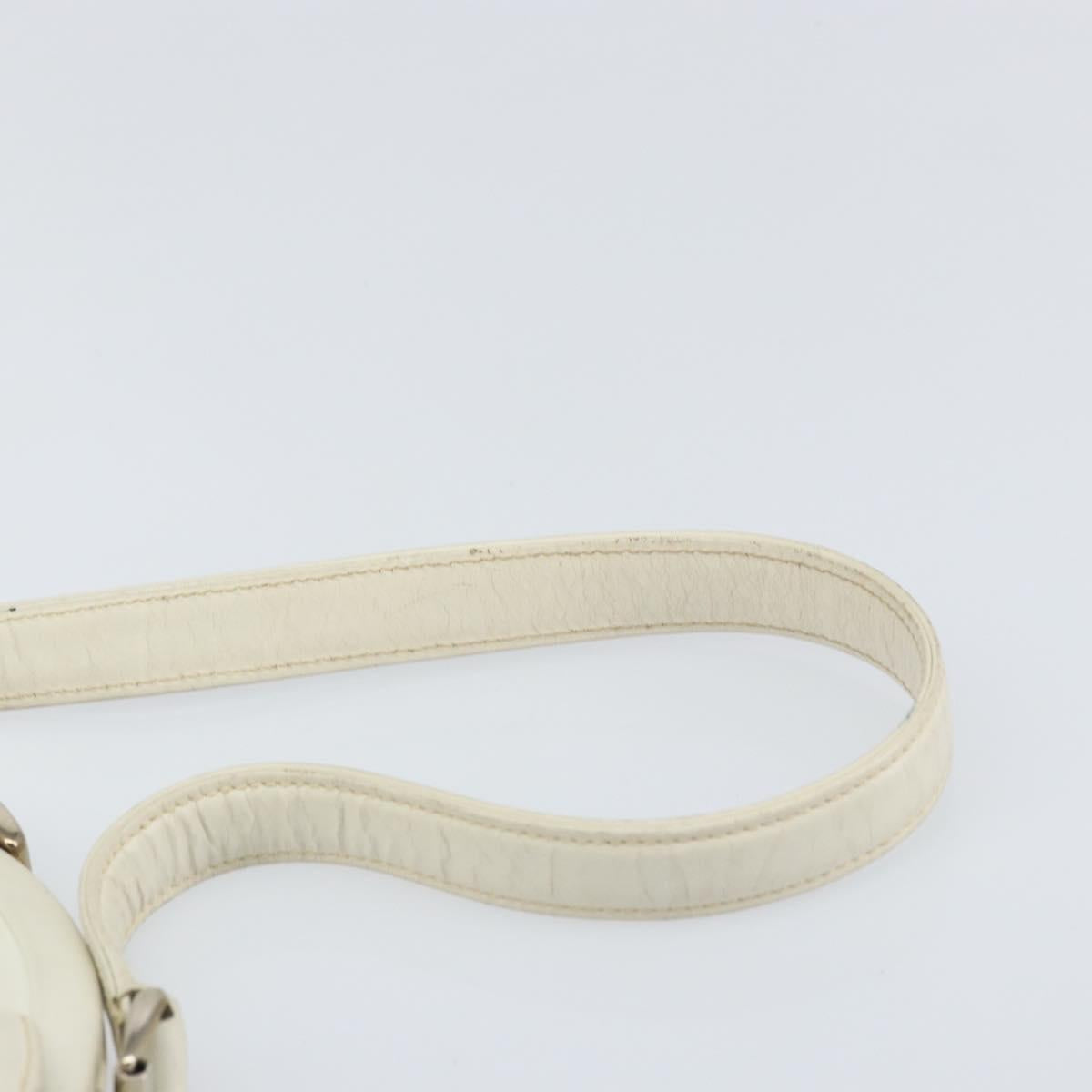 GUCCI Hand Bag Leather White Silver Auth 170514