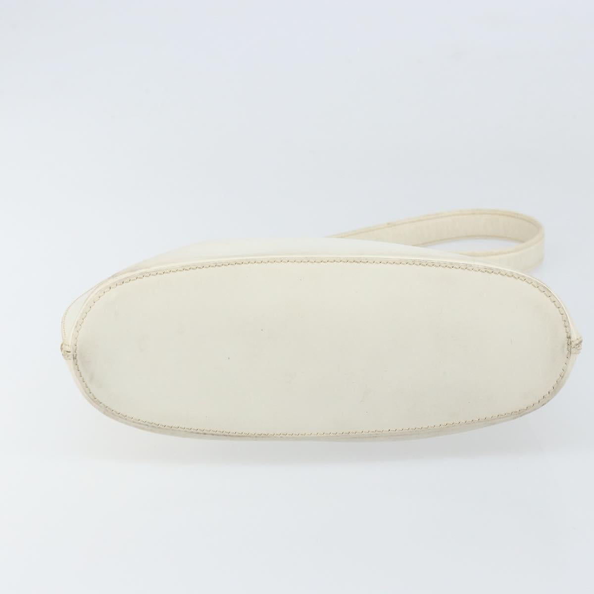 GUCCI Hand Bag Leather White Silver Auth 170514