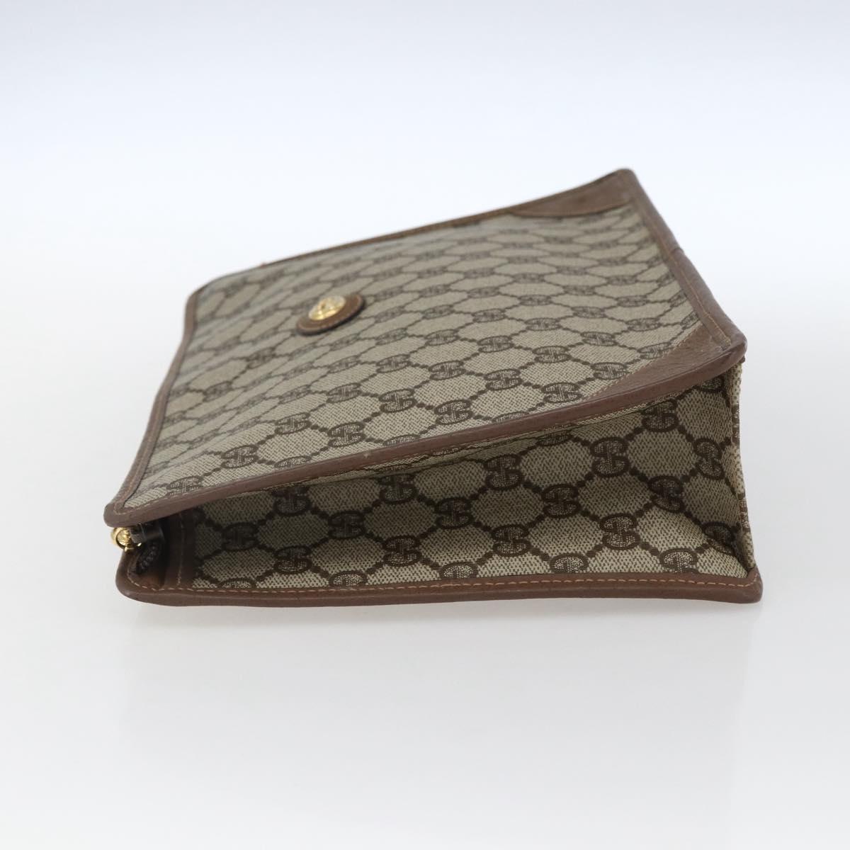 GUCCI GG Supreme Clutch Bag PVC Beige Gold 014 270 6053 Auth 170515