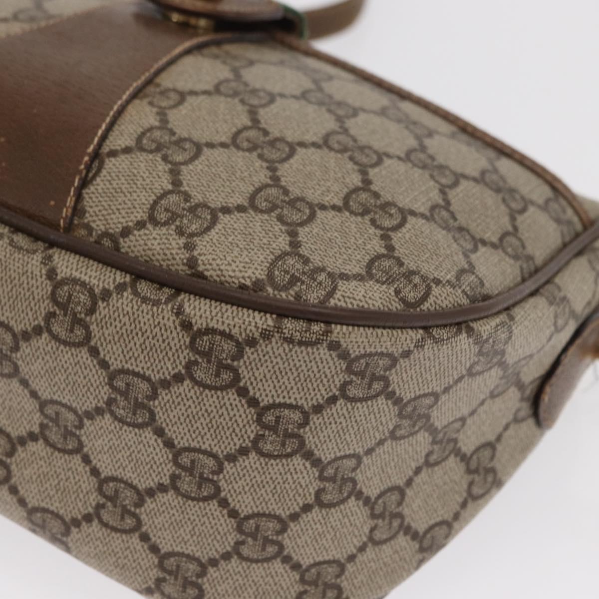 GUCCI GG Supreme Web Sherry Line Bag PVC Beige Gold 89 02 032 Auth 170516
