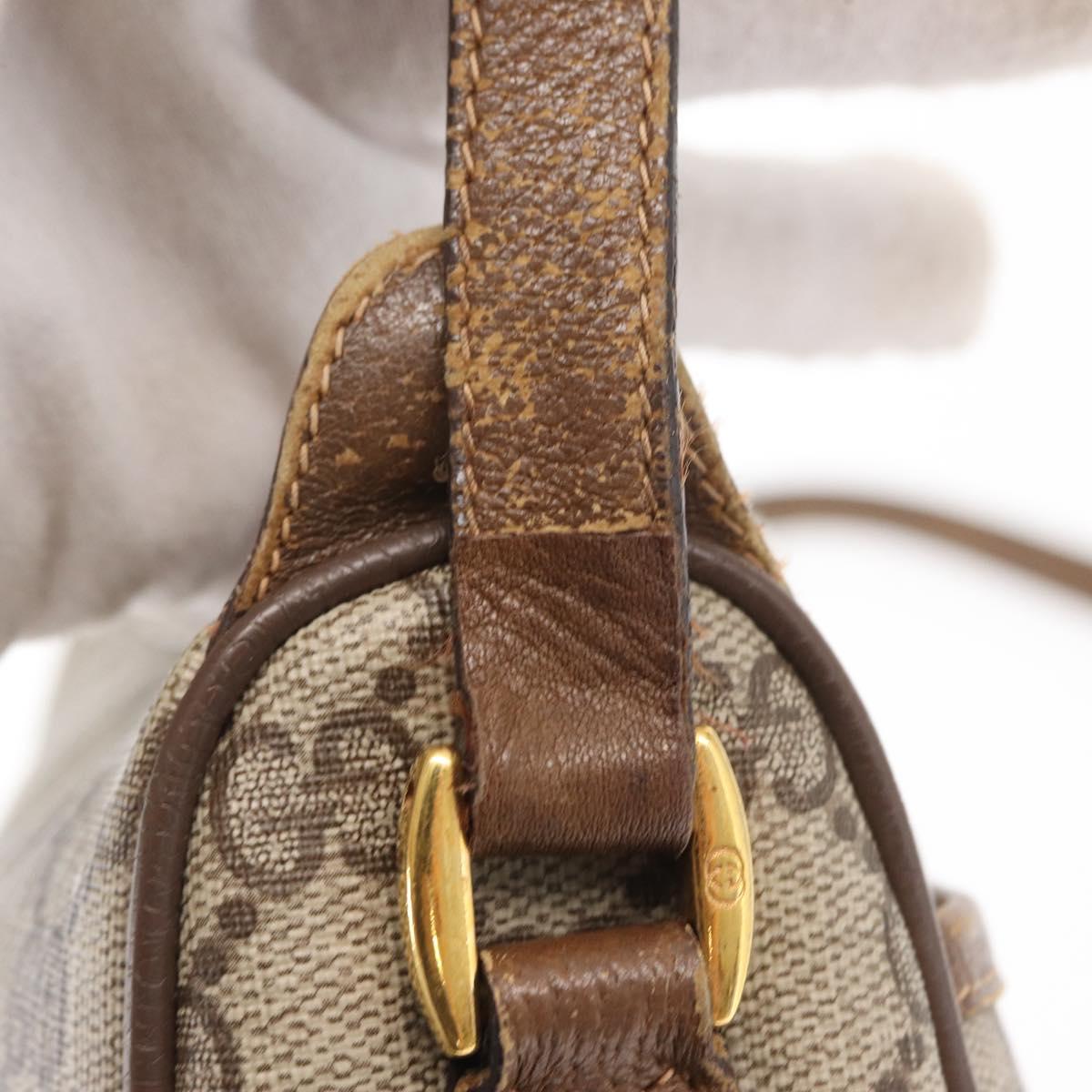 GUCCI GG Supreme Web Sherry Line Bag PVC Beige Gold 89 02 032 Auth 170516