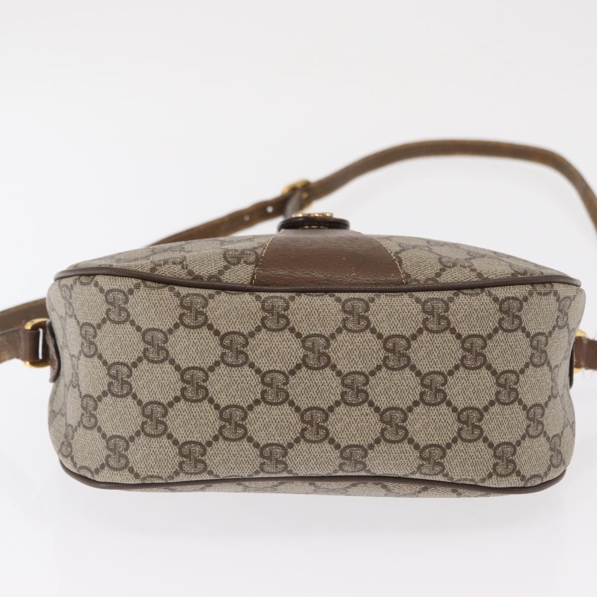GUCCI GG Supreme Web Sherry Line Bag PVC Beige Gold 89 02 032 Auth 170516