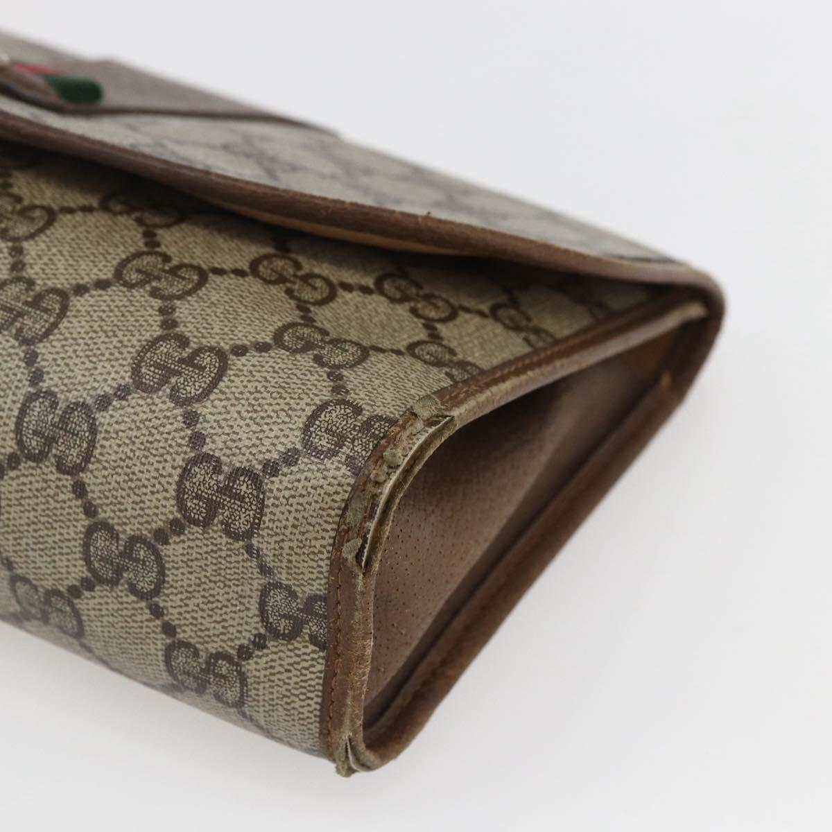 GUCCI GG Supreme Web Sherry Line Clutch Bag PVC Beige Gold 89 01 030 Auth 170517