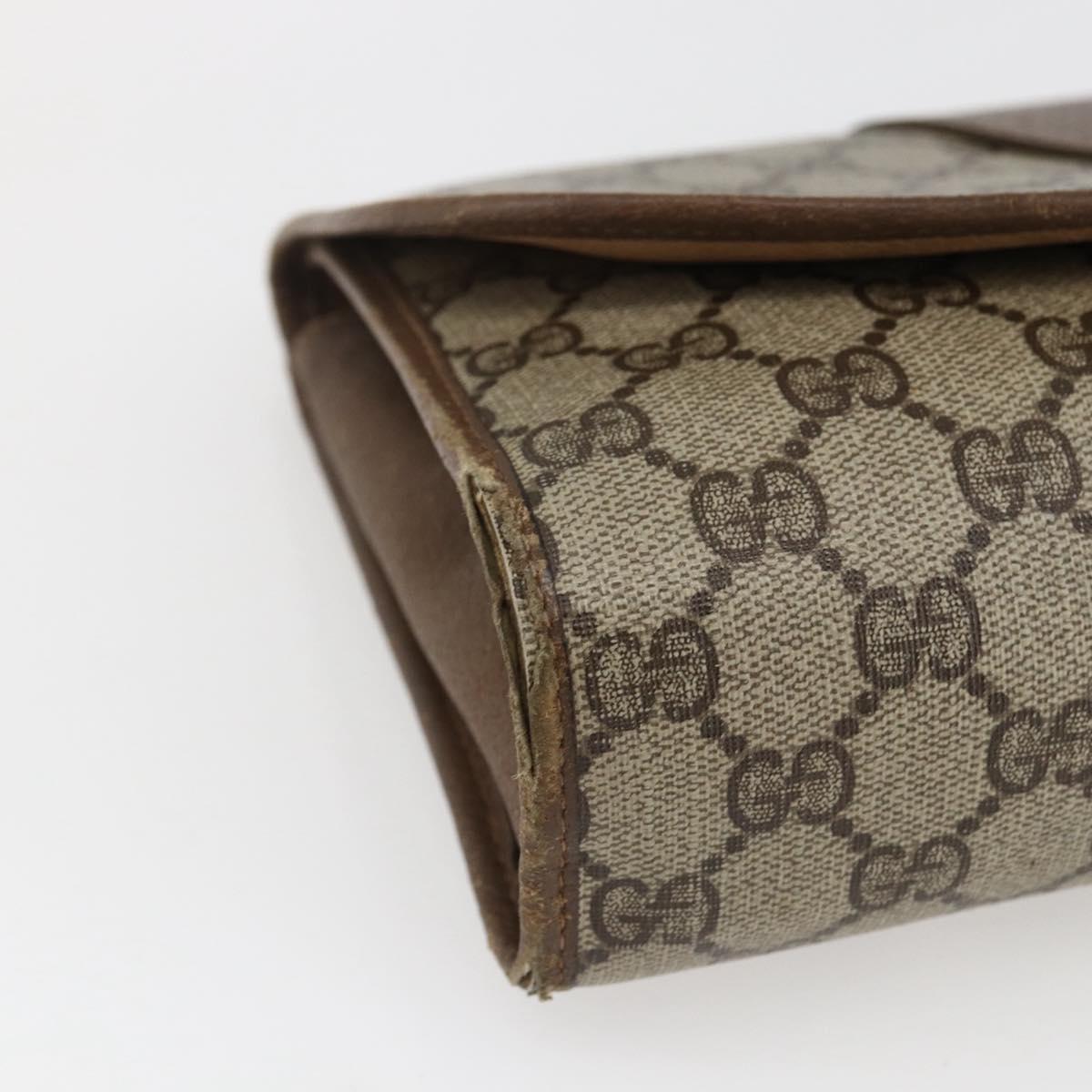 GUCCI GG Supreme Web Sherry Line Clutch Bag PVC Beige Gold 89 01 030 Auth 170517