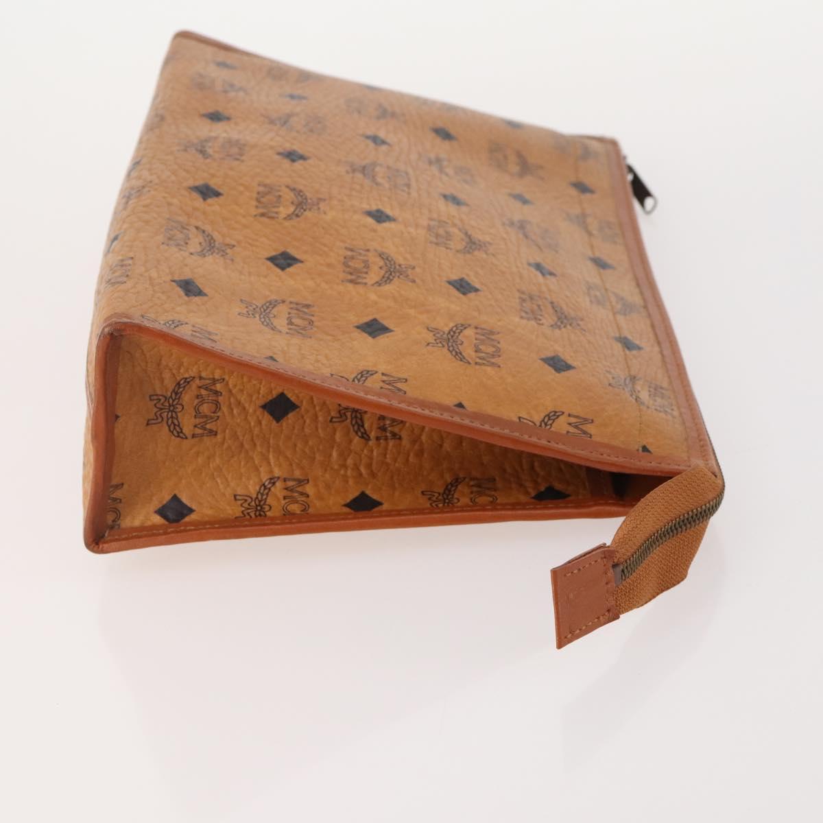 MCM Vicetos Logogram Clutch Bag PVC Leather 2 Set Brown Auth 170519