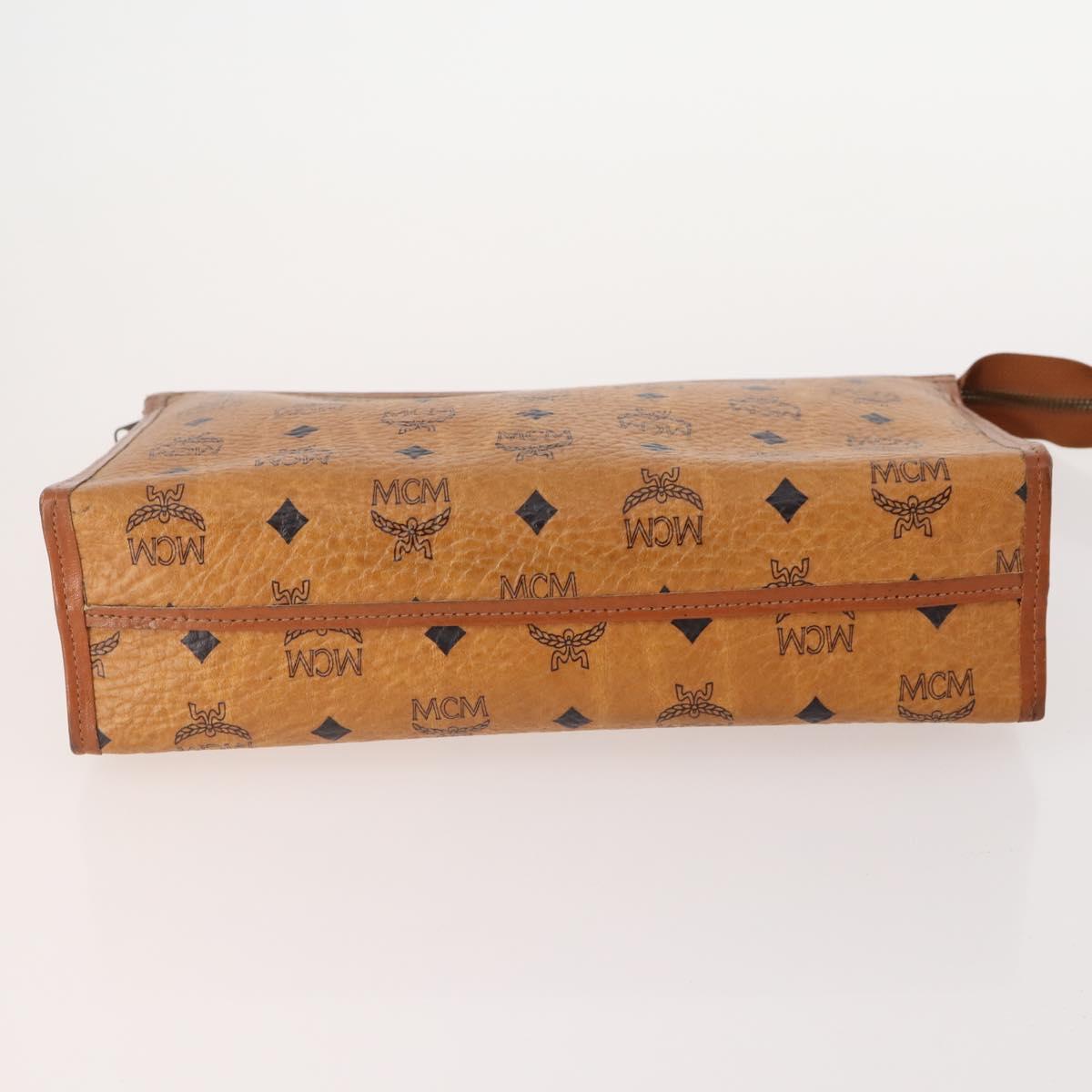 MCM Vicetos Logogram Clutch Bag PVC Leather 2 Set Brown Auth 170519