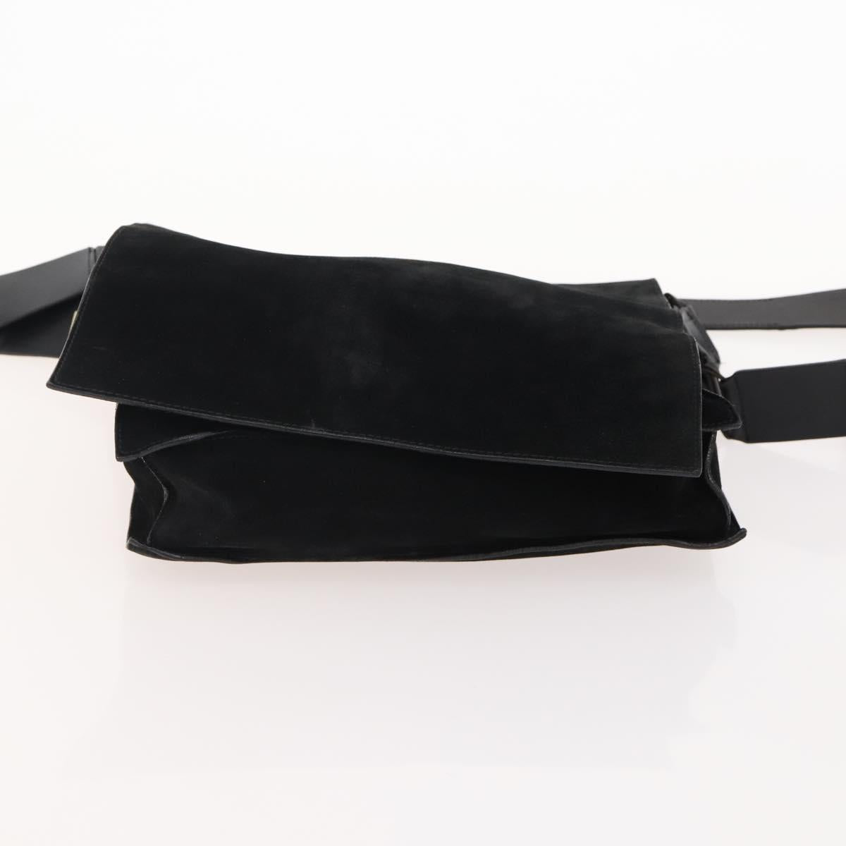 GUCCI GG Supreme Web Sherry Line Hand Bag Suede 4 Set Black Beige Auth 170524