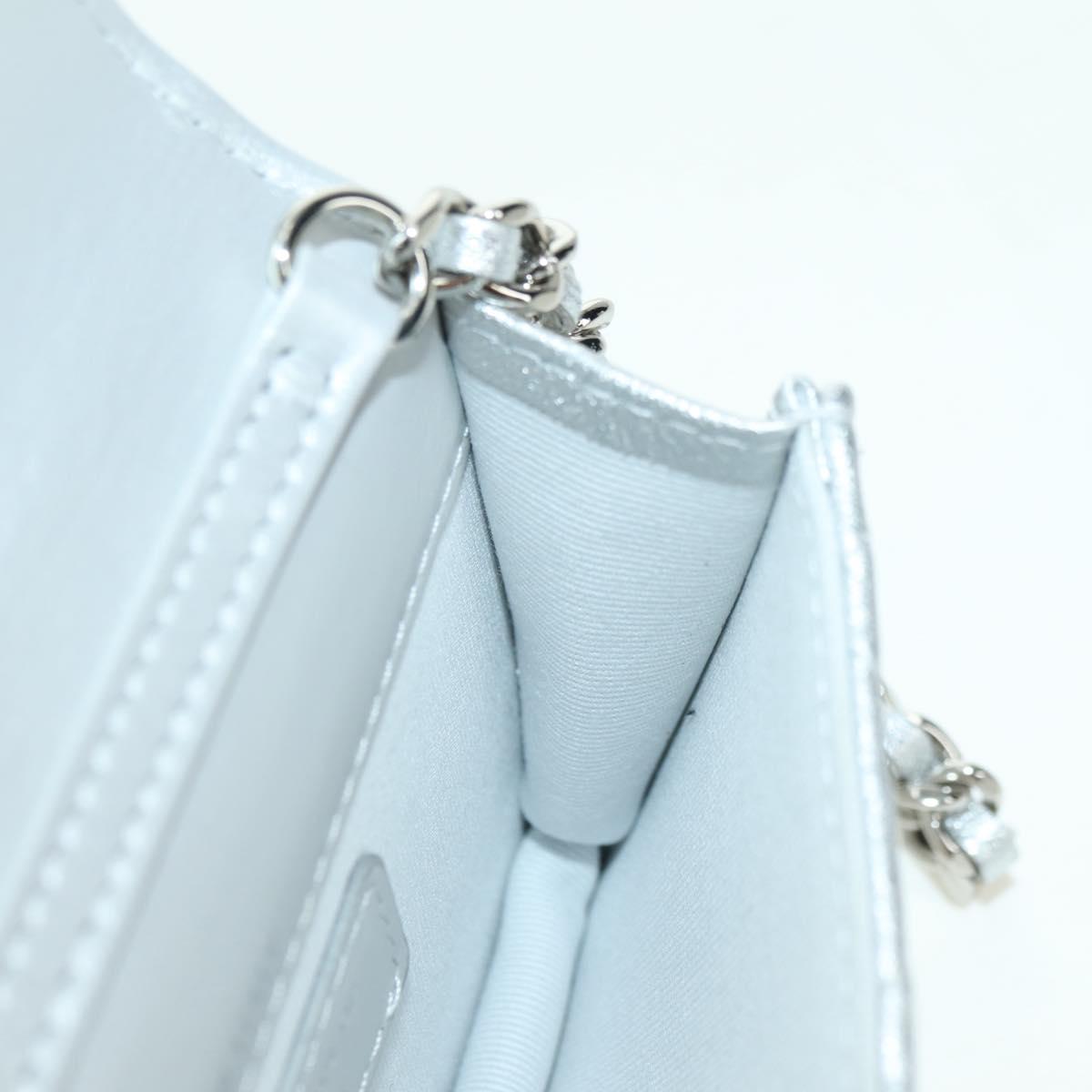 CHANEL Chain Shoulder Bag Leather Silver CC Auth 170531SAM
