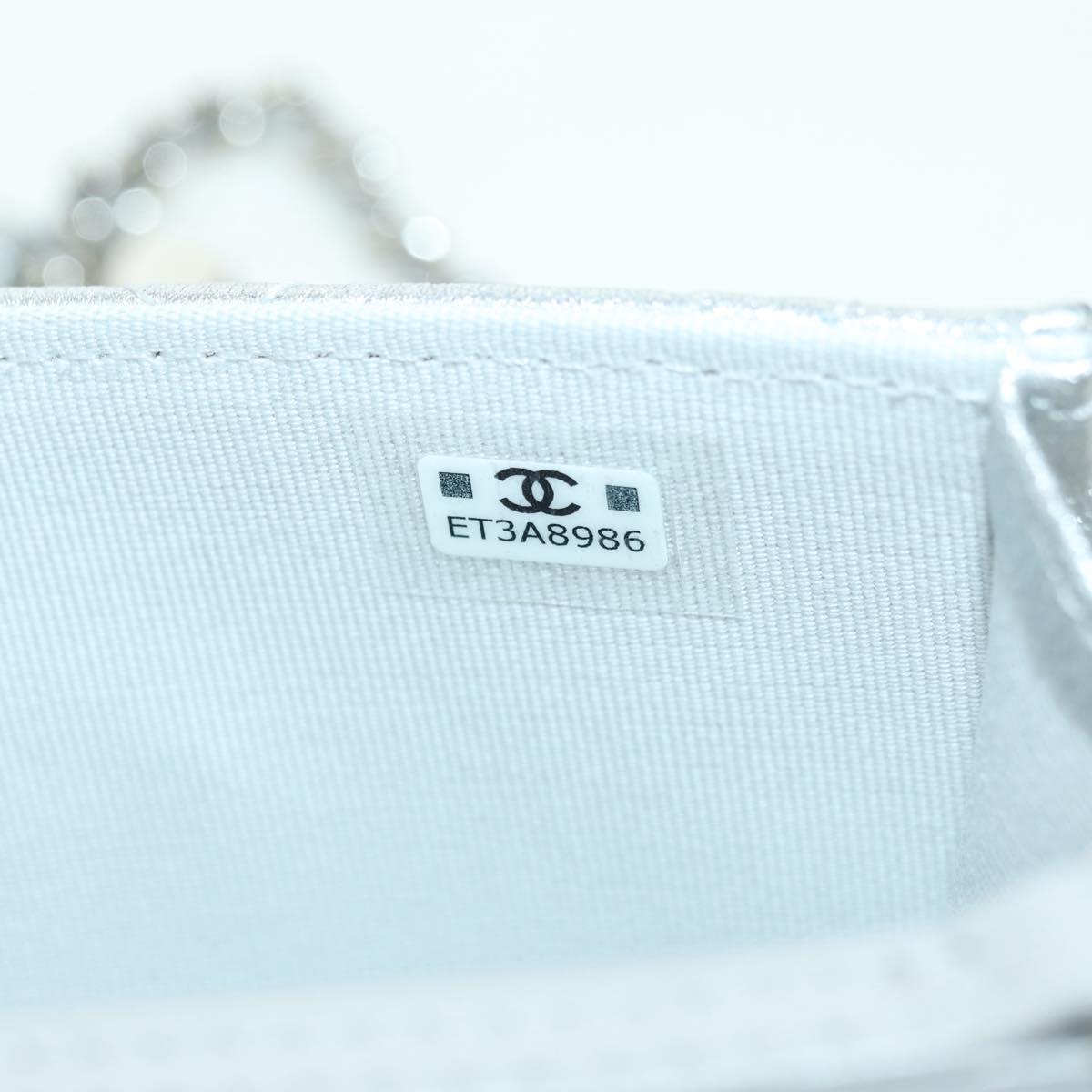 CHANEL Chain Shoulder Bag Leather Silver CC Auth 170531SAM