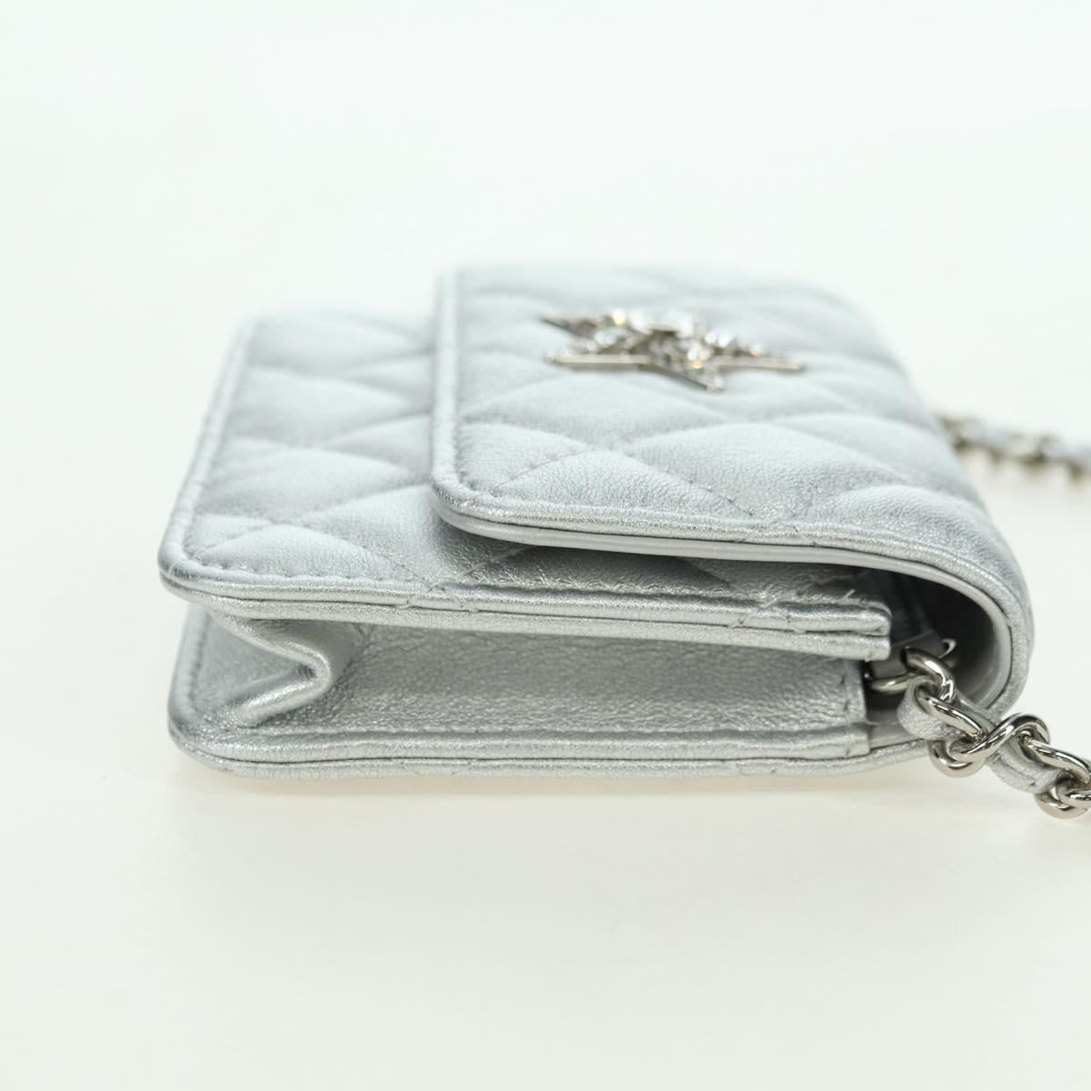 CHANEL Chain Shoulder Bag Leather Silver CC Auth 170531SAM