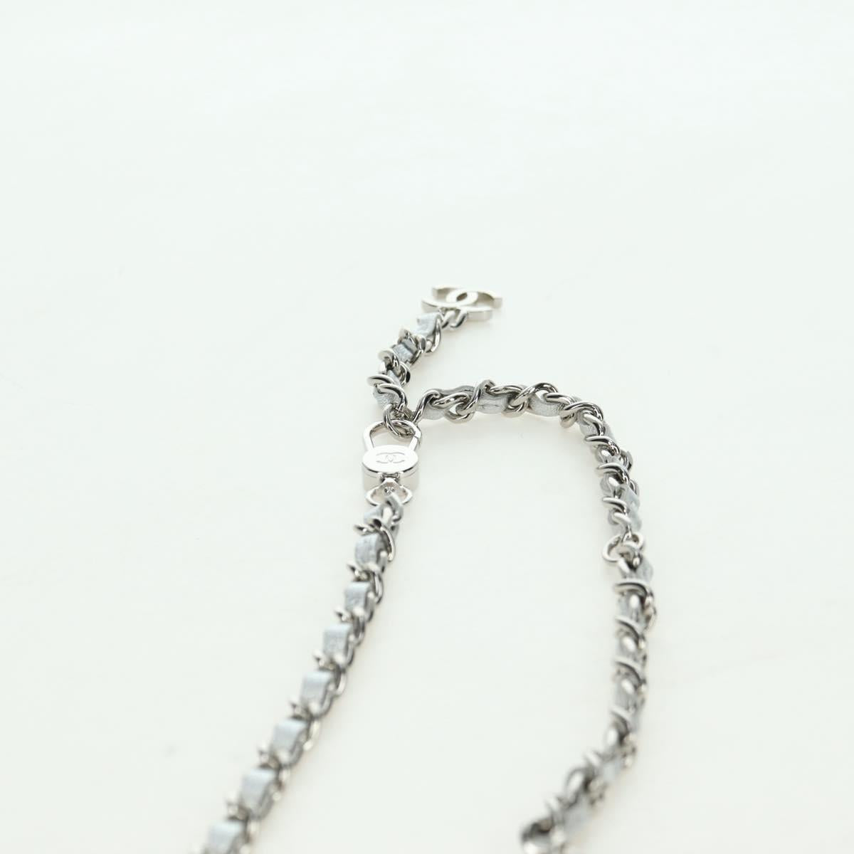 CHANEL Chain Shoulder Bag Leather Silver CC Auth 170531SAM