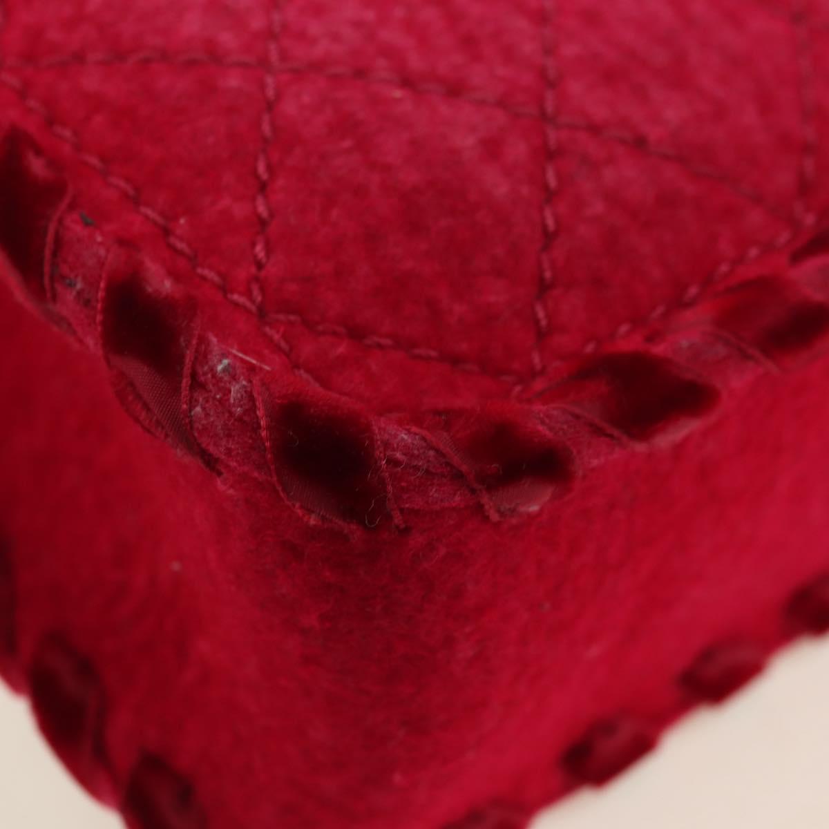 CHANEL Matelasse Chain Shoulder Bag Tweed Red Silver CC Auth 170538SAV