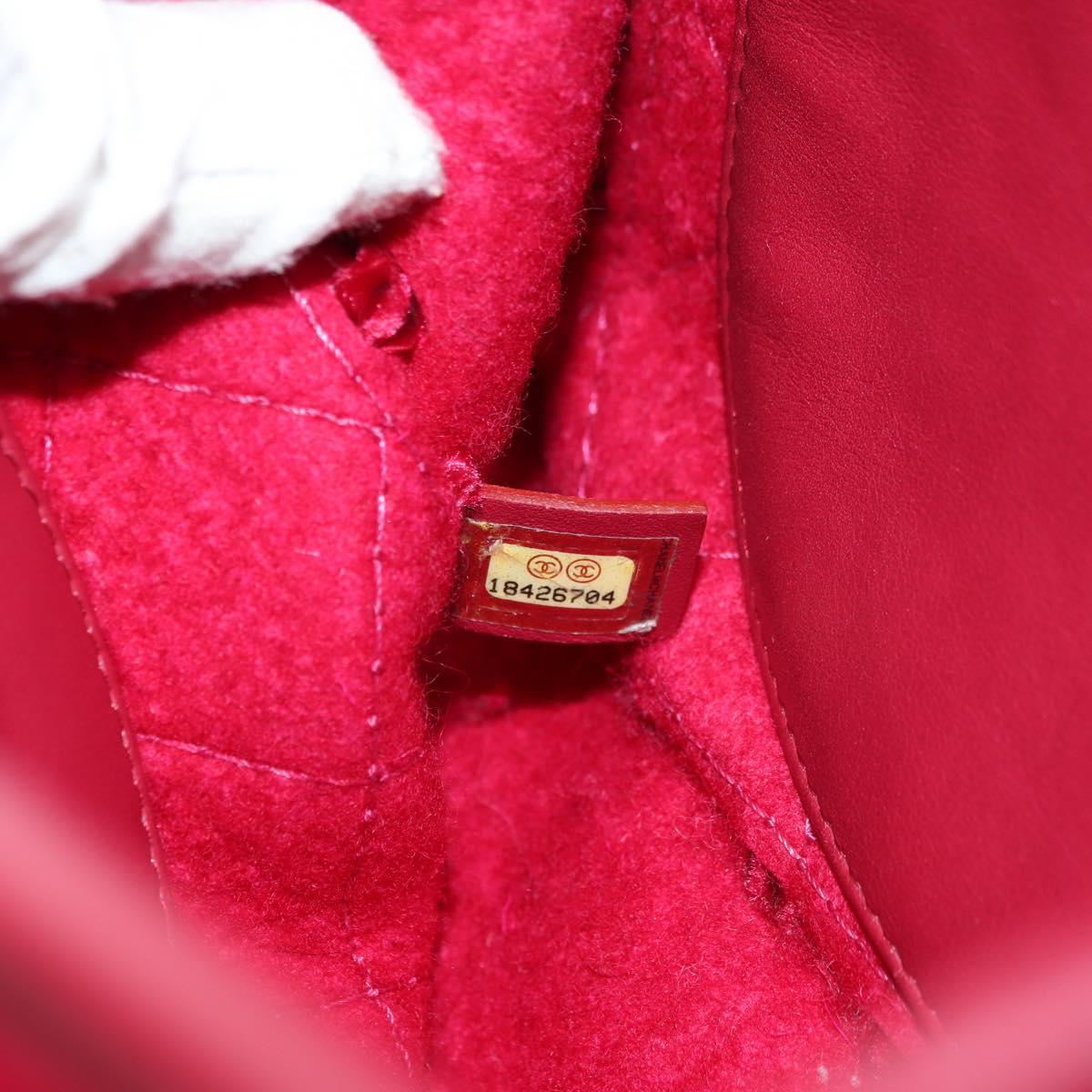 CHANEL Matelasse Chain Shoulder Bag Tweed Red Silver CC Auth 170538SAV