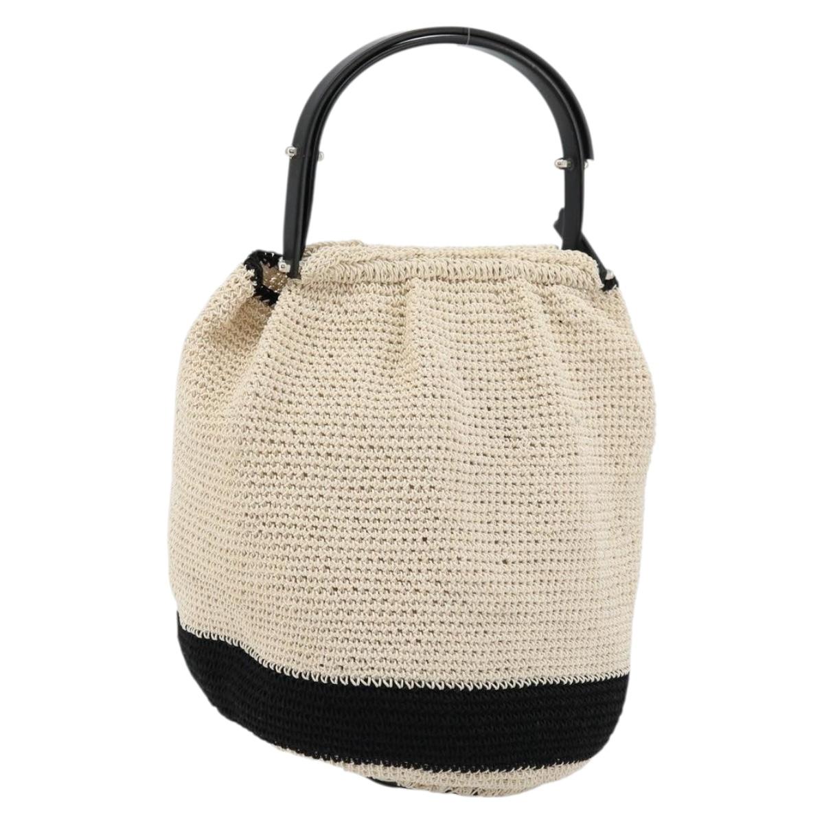 CHANEL Hand Bag Straw Beige CC Auth 170539