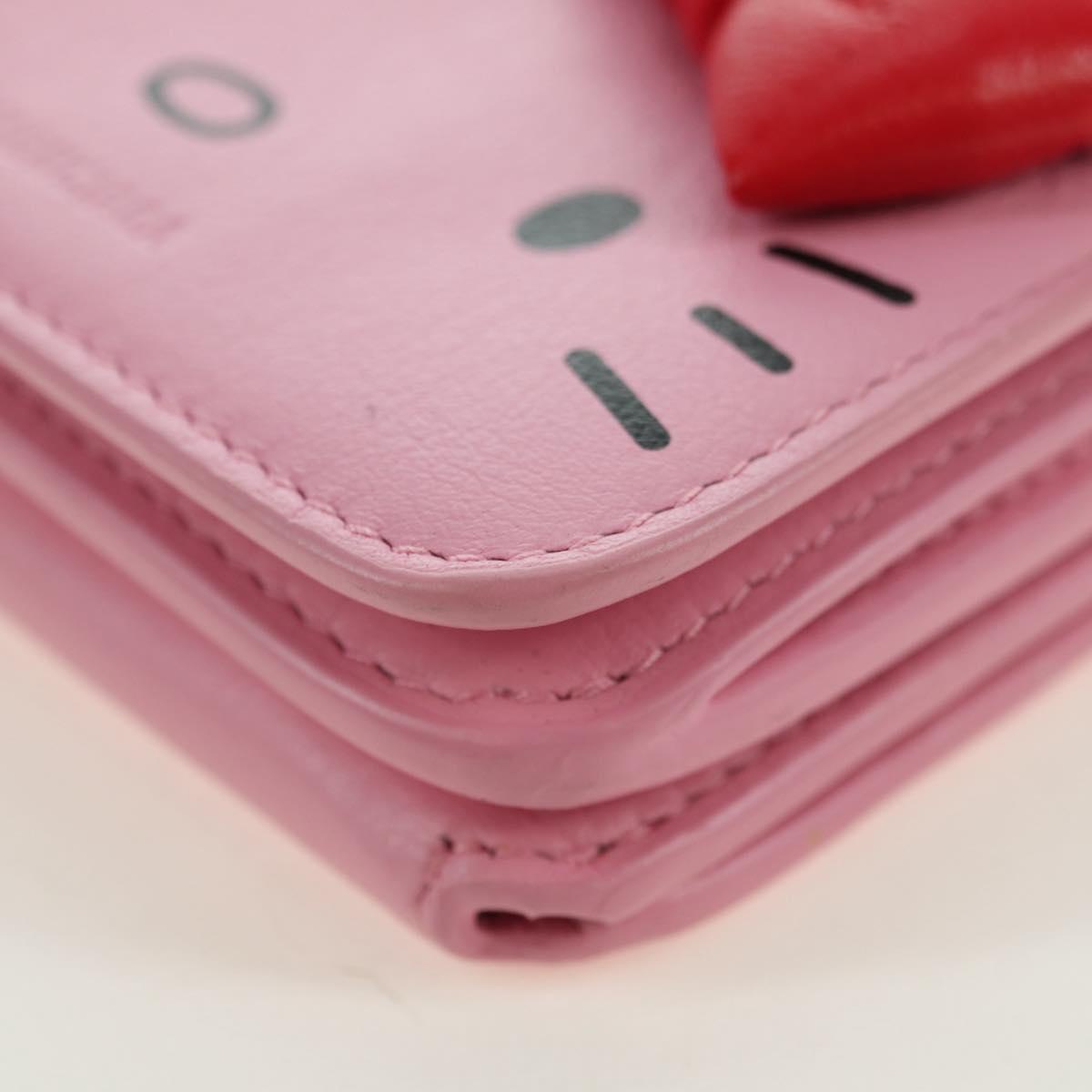 BALENCIAGA Mini Chain Wallet Kitty Leather Pink Silver 623241 Auth 170544SM