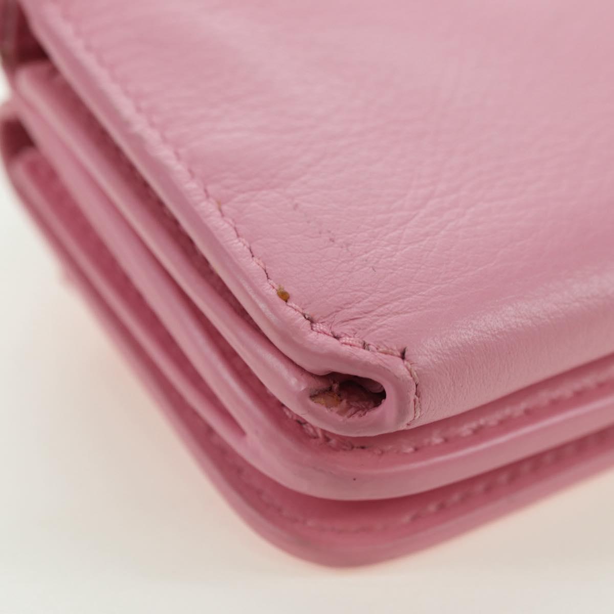 BALENCIAGA Mini Chain Wallet Kitty Leather Pink Silver 623241 Auth 170544SM