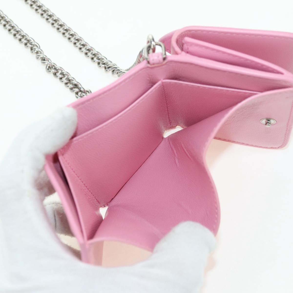 BALENCIAGA Mini Chain Wallet Kitty Leather Pink Silver 623241 Auth 170544SM